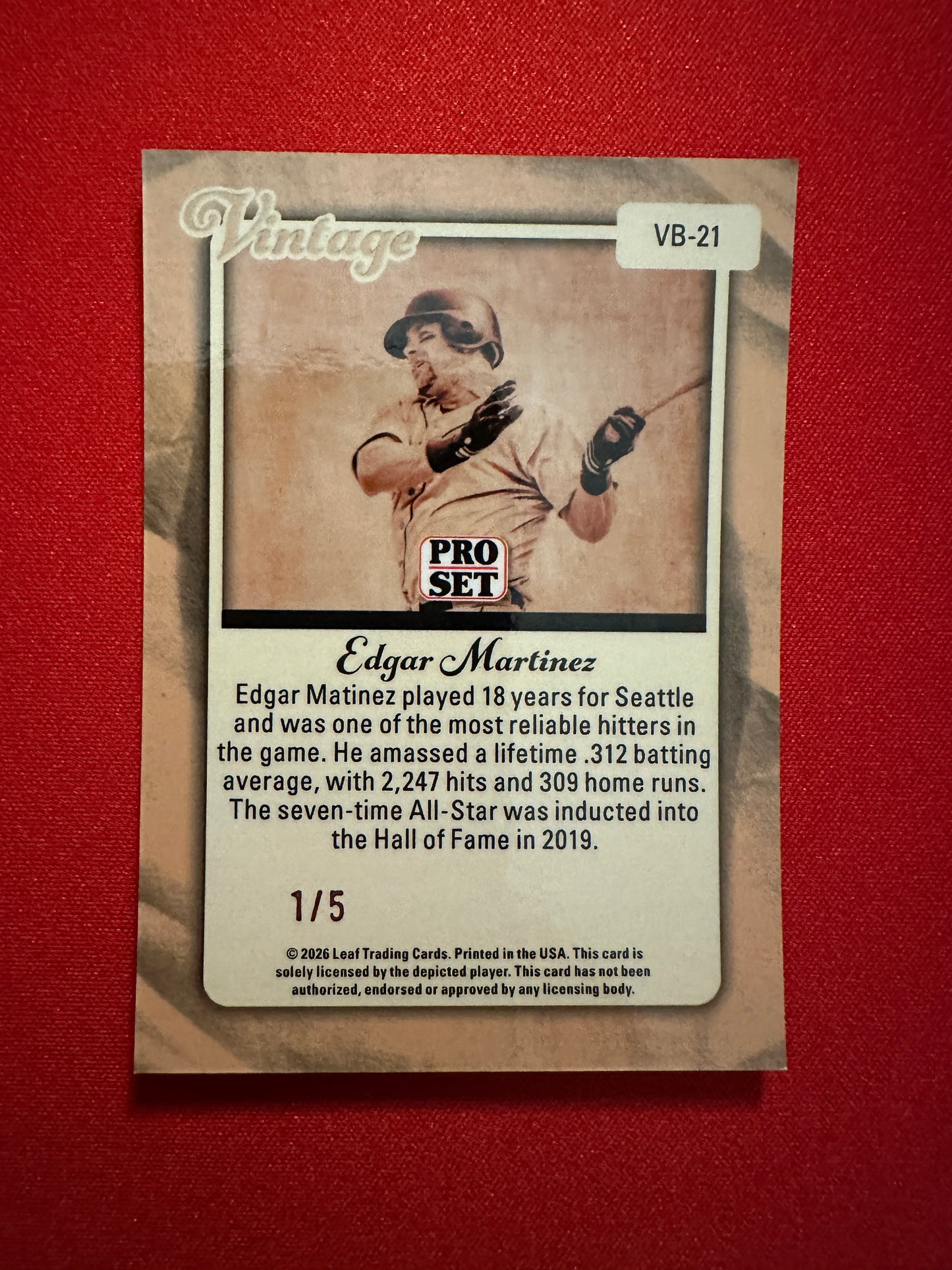Edgar Martinez 2026 Leaf Pro Set Vintage Blue Prismatic /5