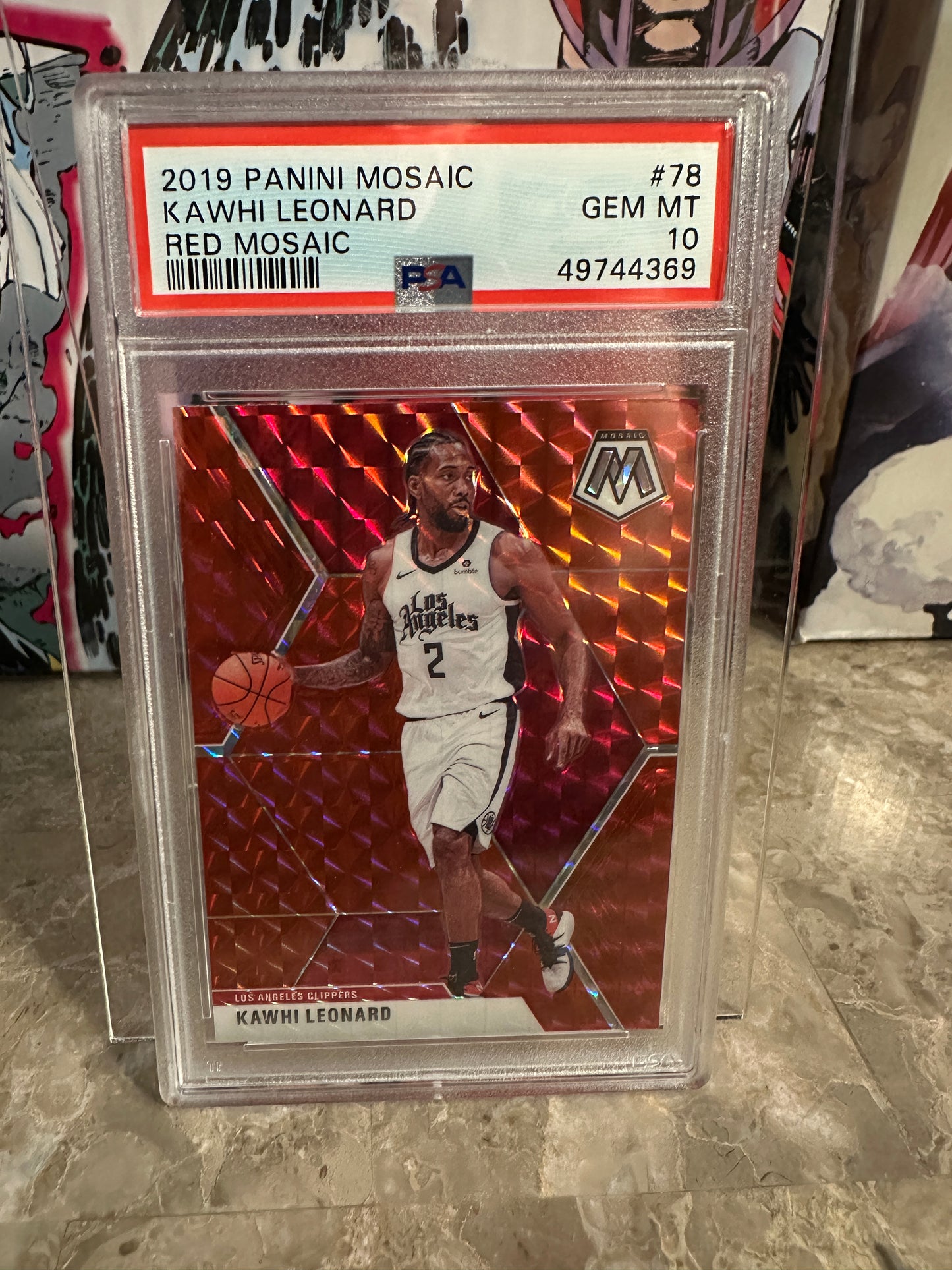 Kawhi Leonard #78 PSA 10 Gem Mint (2019 Panini Mosaic) - Red Mosaic