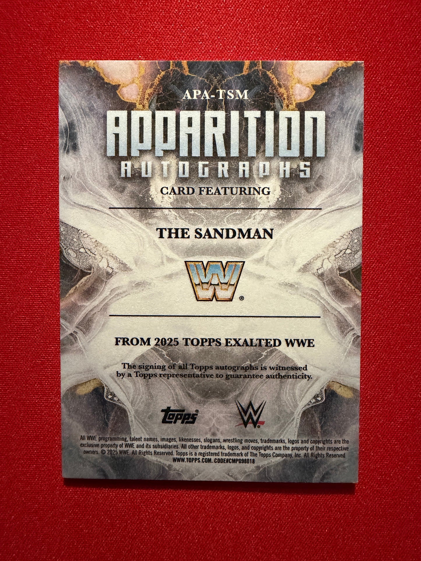 Sandman 2026 Topps Exalted WWE Apparition Autographs /99 #APA-TSM