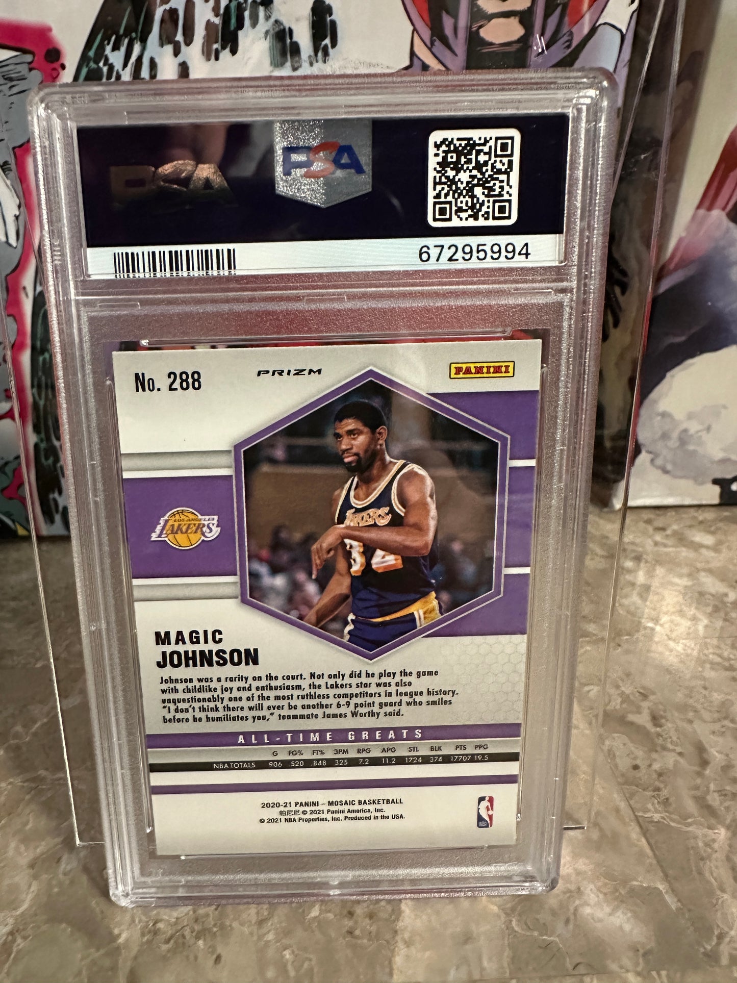 Magic Johnson #288 PSA 9 Mint (2020 Panini Mosaic) - Green Mosaic
