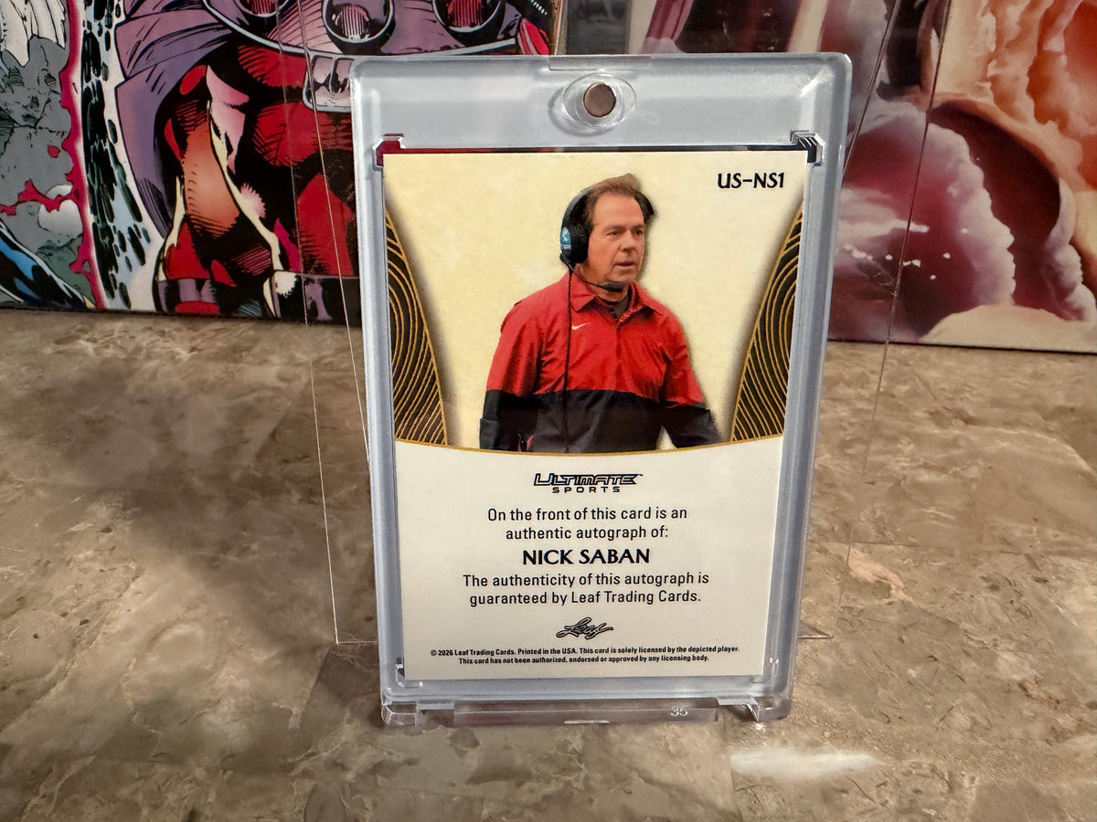 Nick Saban 2026 Leaf Ultimate Sports Ultimate Signatures Auto Holo Sparkles /5