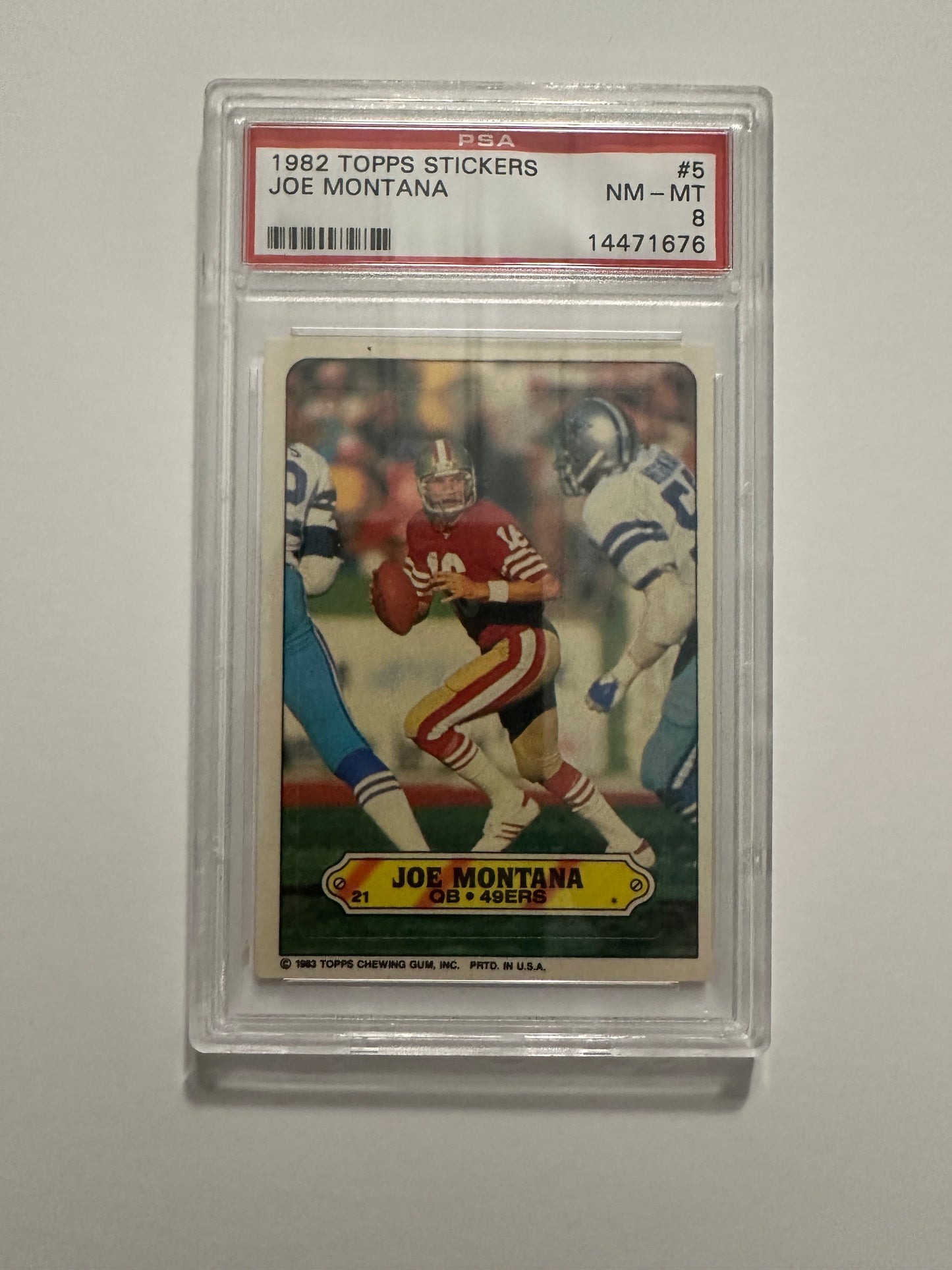 Joe Montana #5 PSA Graded NM-MT 8 (1982 Topps Stickers)