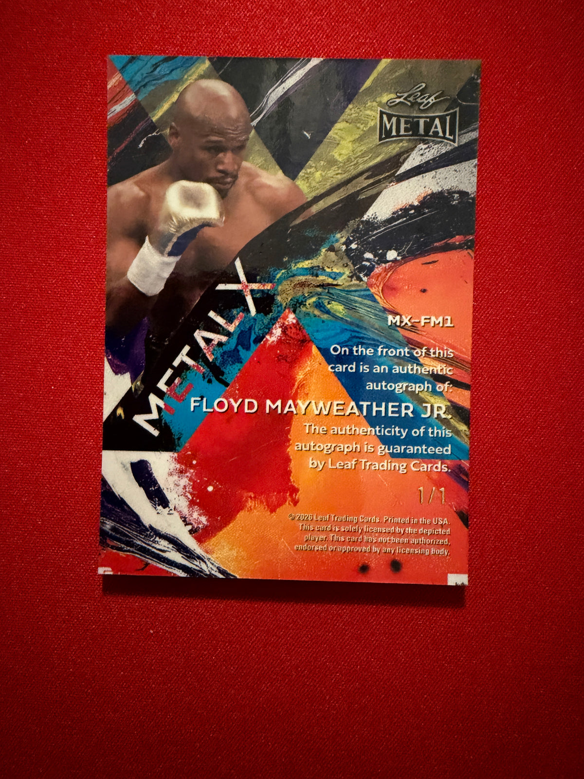 Floyd Mayweather Jr. 2026 Leaf Metal Ring Kings Metal X Auto Silver 1/1