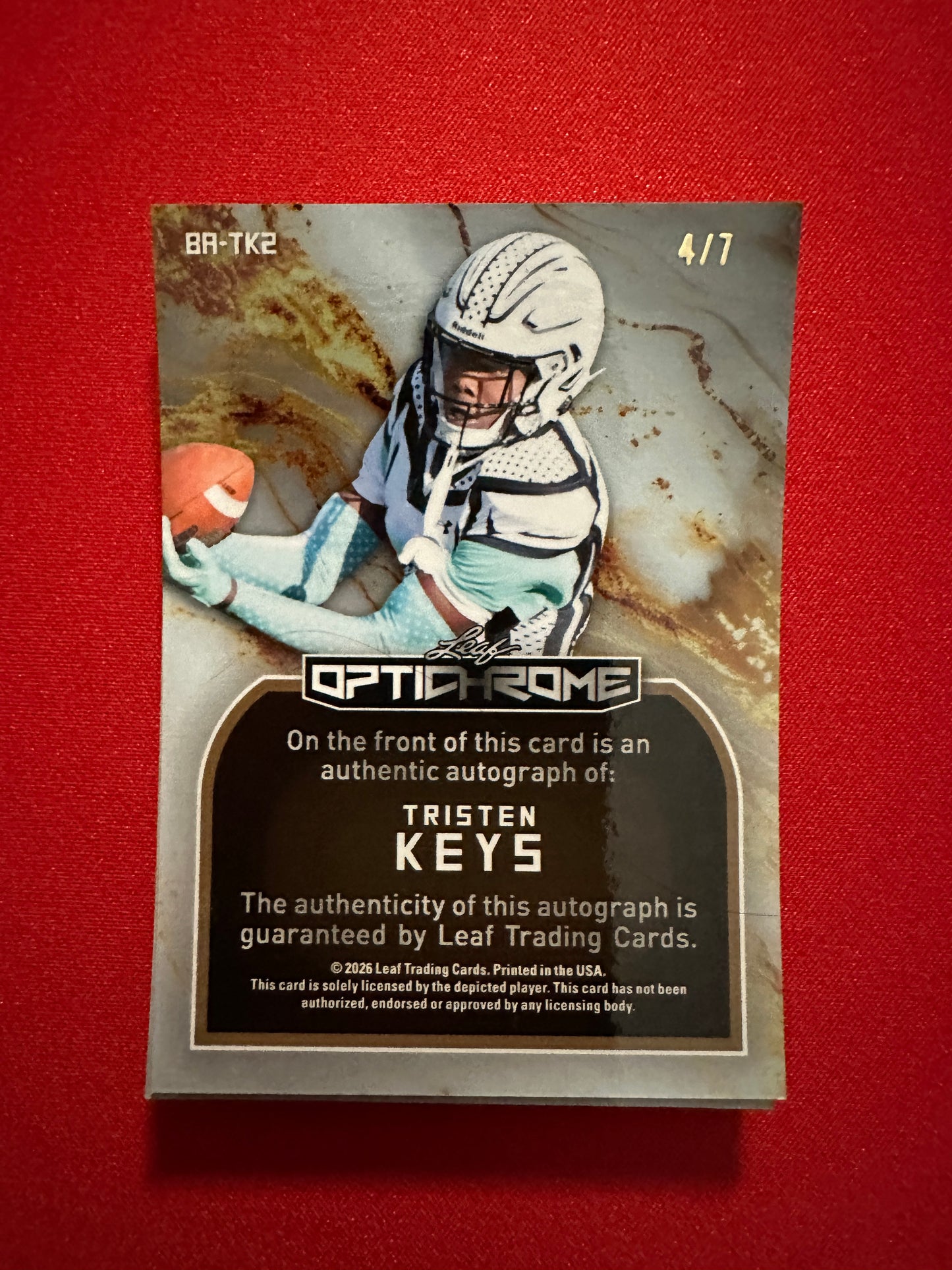 2026 Leaf Optichrome Tristen Keys PURPLE PRISMATIC AUTO /7 Vols No. 1 WR