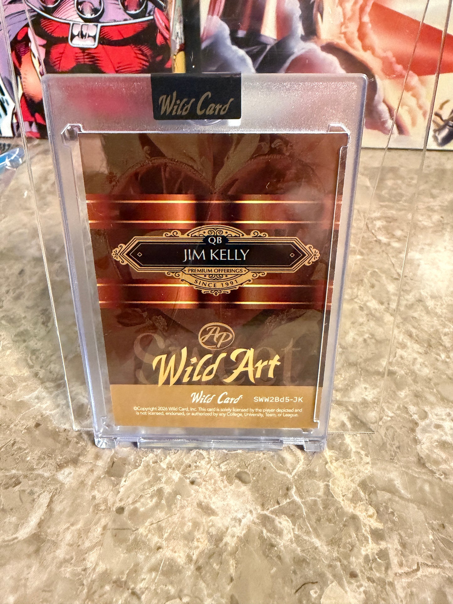 Jim Kelly 2026 Wild Card Wild Art 1/1 Gold Vinyl 2-Card Lot
