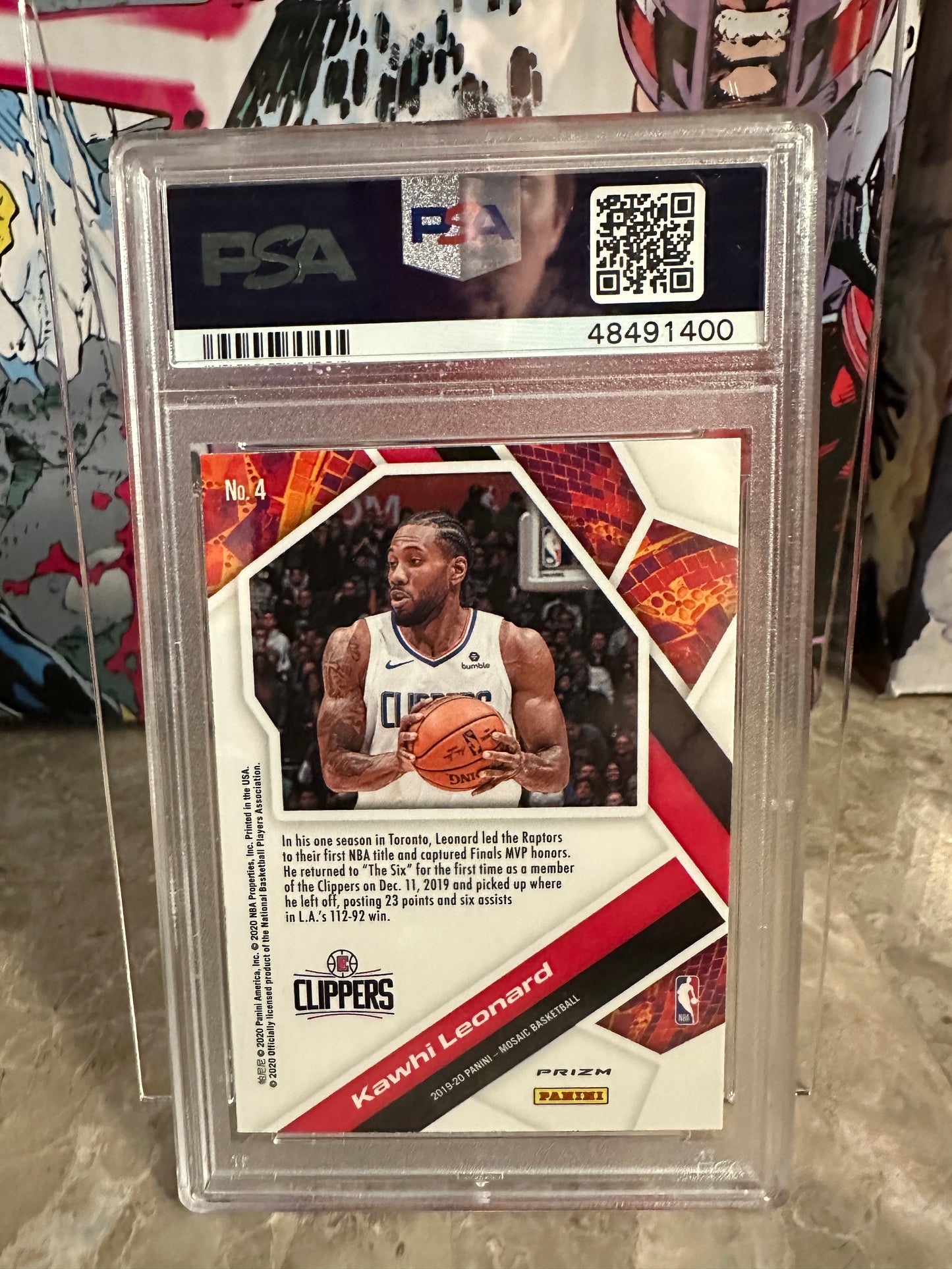 Kawhi Leonard #4 PSA 10 Gem Mint (2019 Panini Mosaic) - Will to Win Green Mosaic