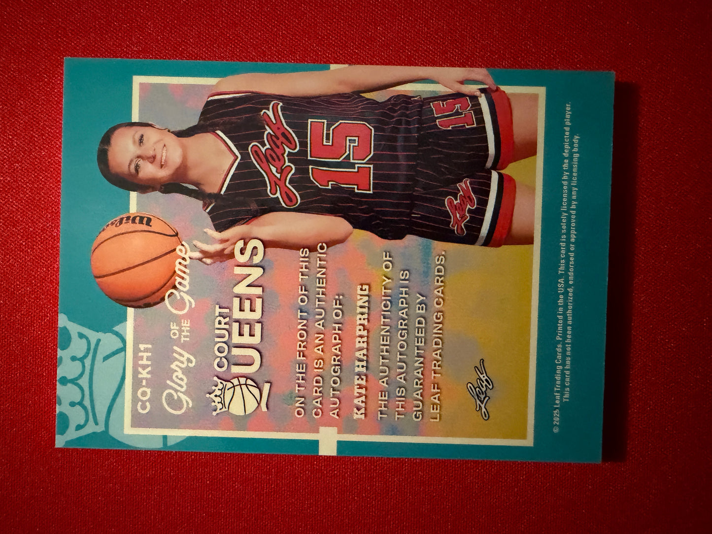 Kate Harpring 2025 Leaf Glory of the Game Basketball Court Queens Auto Pink /15