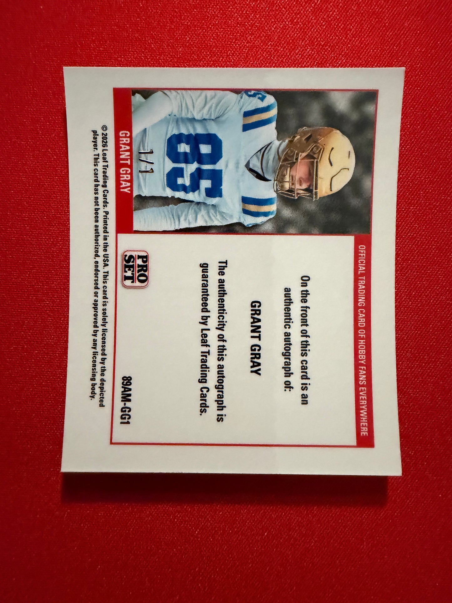 Grant Gray 2026 Leaf Pro Set Metal 1989 Mini Auto 1/1 Red Flood Super Prismatic