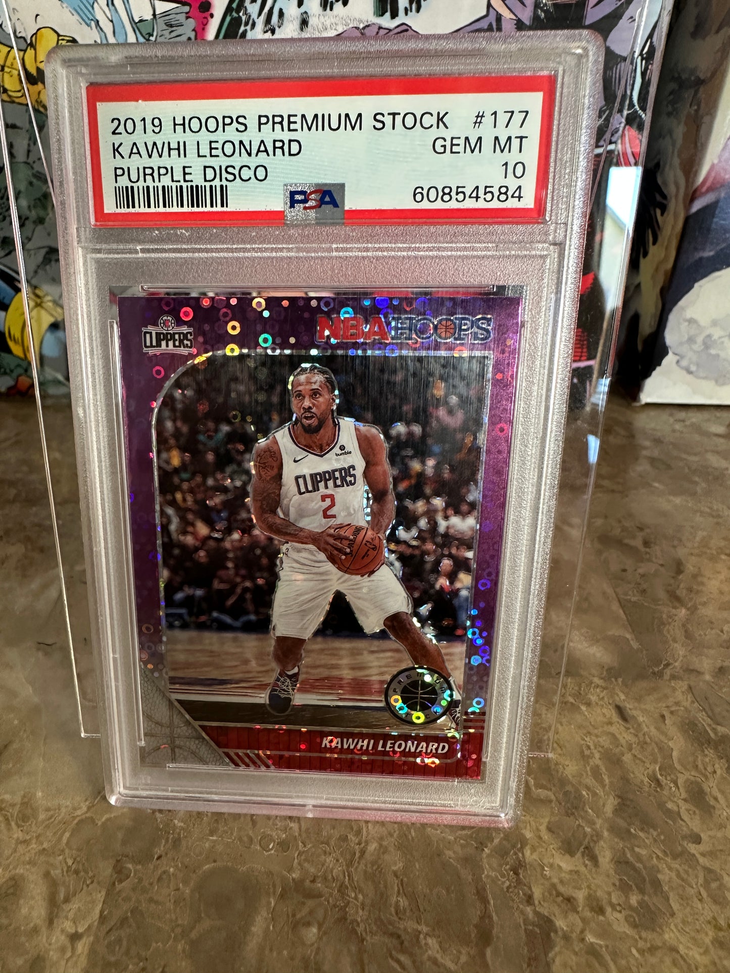 Kawhi Leonard #177 PSA 10.0 Gem Mint (2019 Hoops Premium Stock) - Purple Disco
