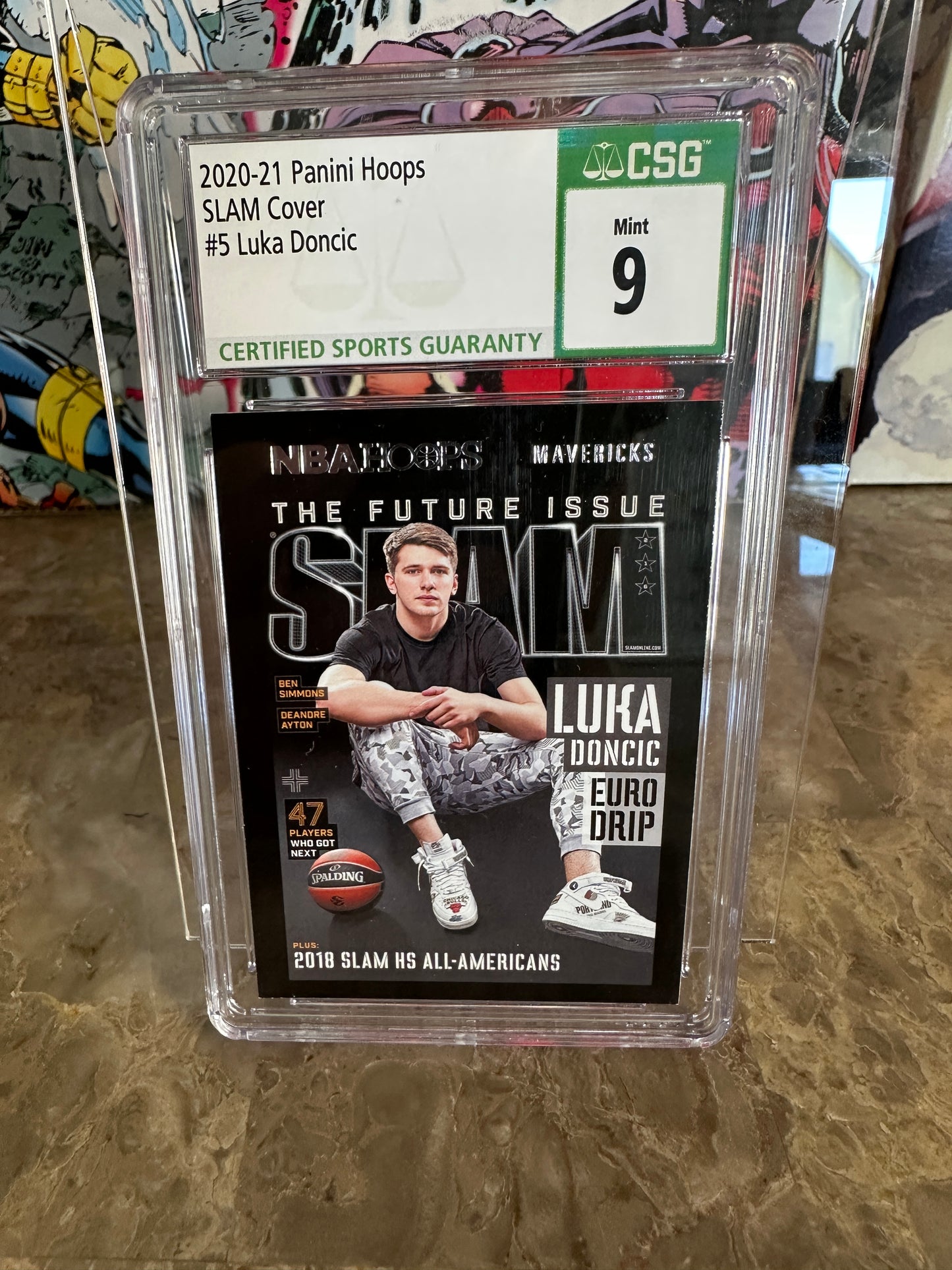 Luka Doncic #5 CSG 9.0 Mint (2020-21 Panini Hoops) - Slam Cover