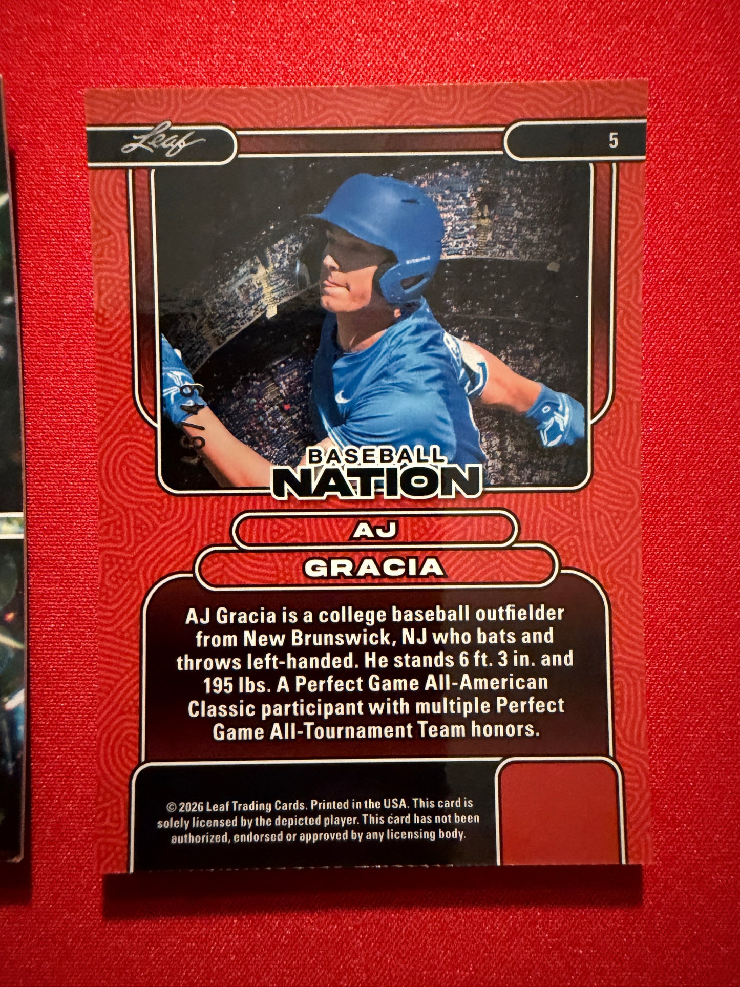 AJ Gracia 2026 Leaf Baseball Nation Base Diamond Studs 3-Card Lot