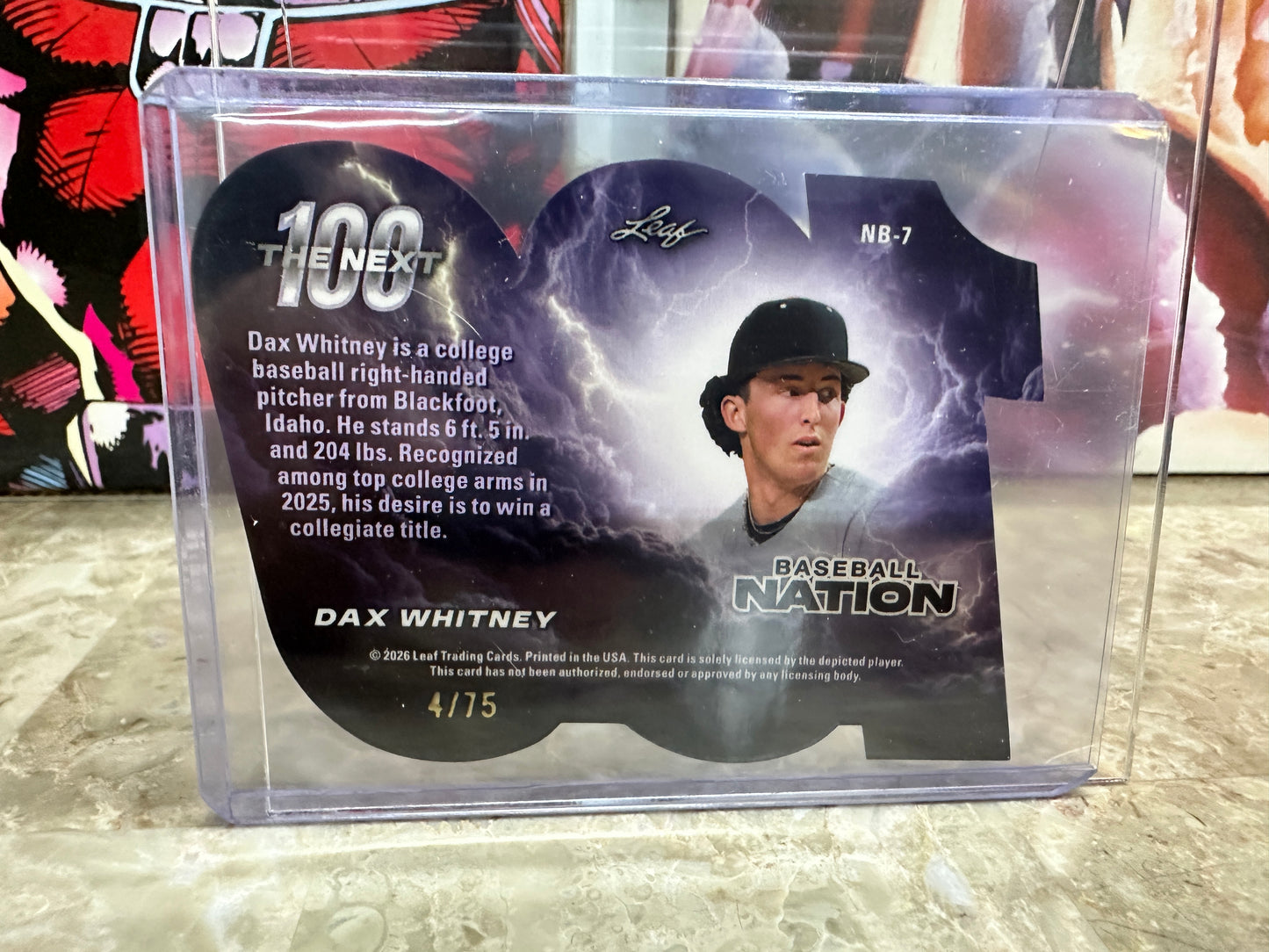 2026 Leaf Baseball Nation DAX WHITNEY Next 100 Silver Prismatic Die-Cut /75