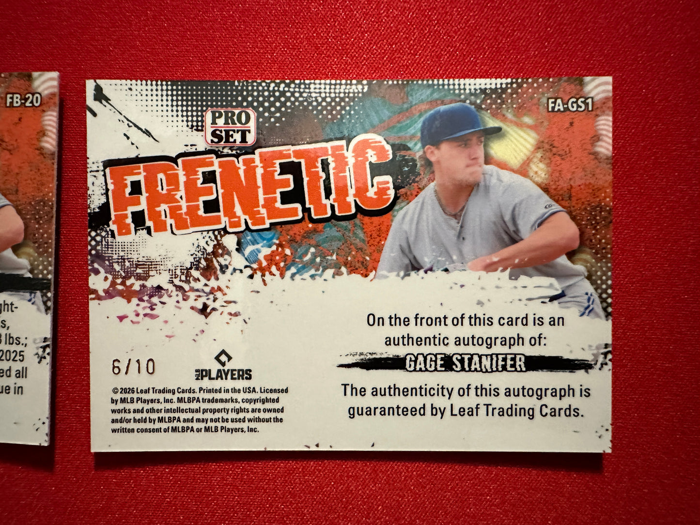 Gage Stanifer 2026 Leaf Pro Set Frenetic 1/1 Super Gold & Blue AUTO /10 LOT