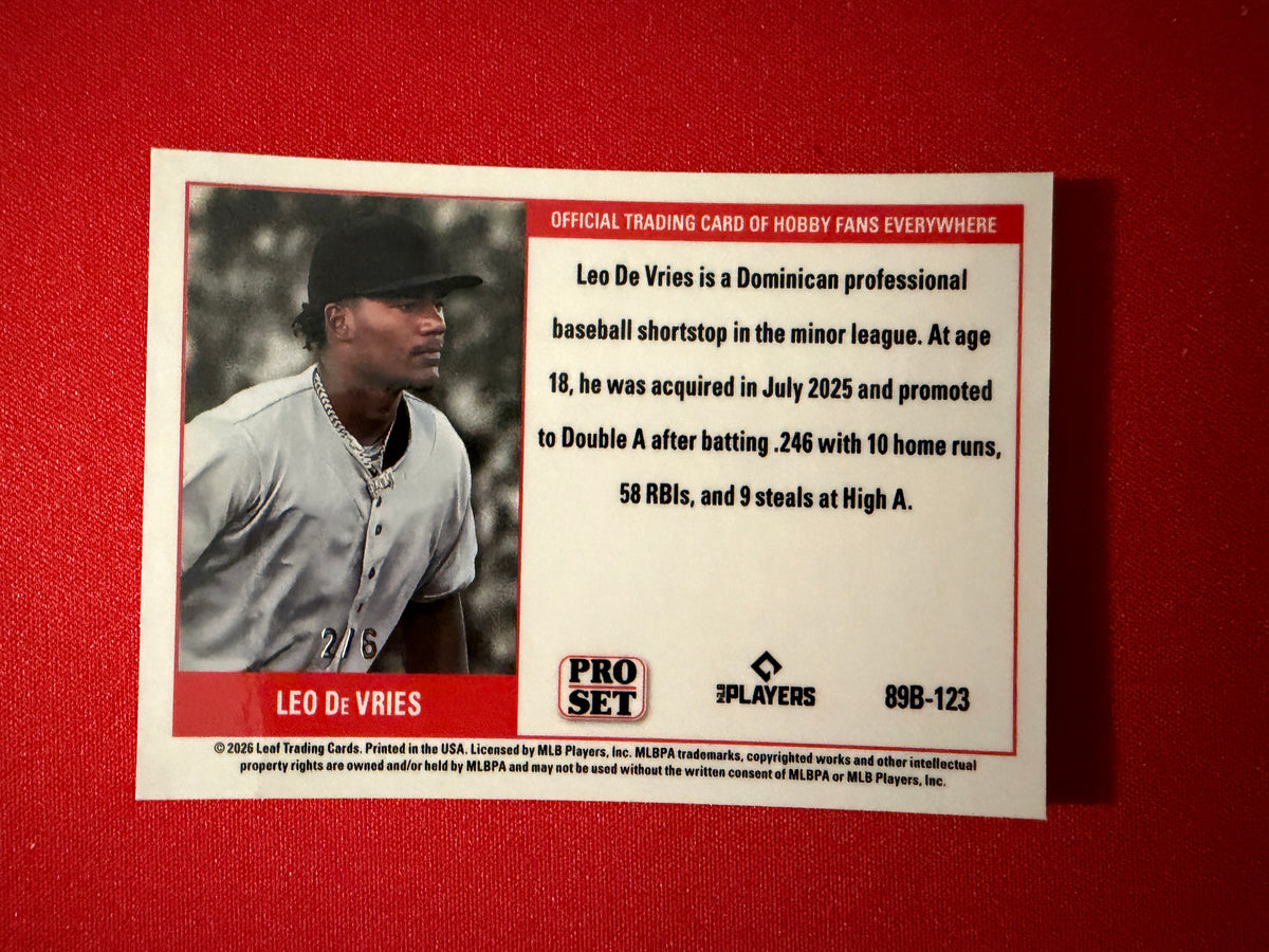 Leo De Vries 2026 Leaf Pro Set Metal Baseball 1989 RWB /6