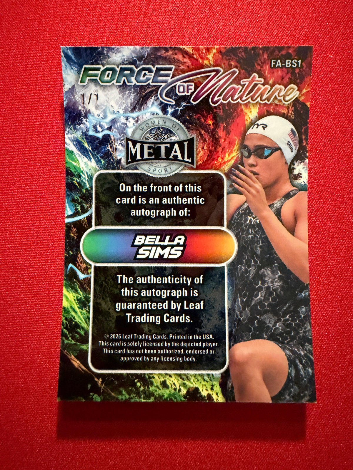 Bella Sims 2026 Leaf Metal Women Of Sport Force Of Nature Auto Lava 1/1