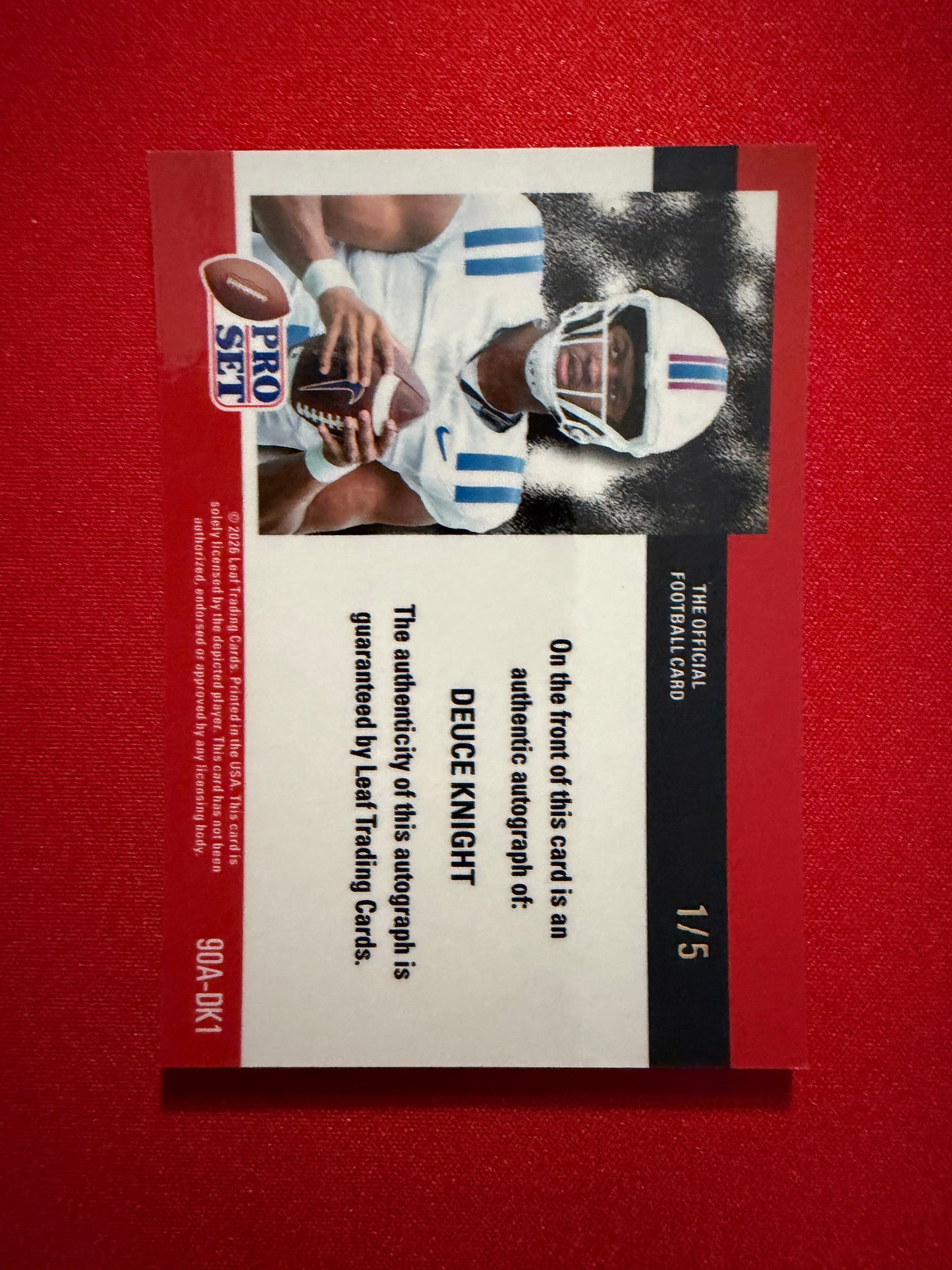 Deuce Knight 2026 Leaf Pro Set Metal Football 1990 Auto Blue 1/5 Bookend