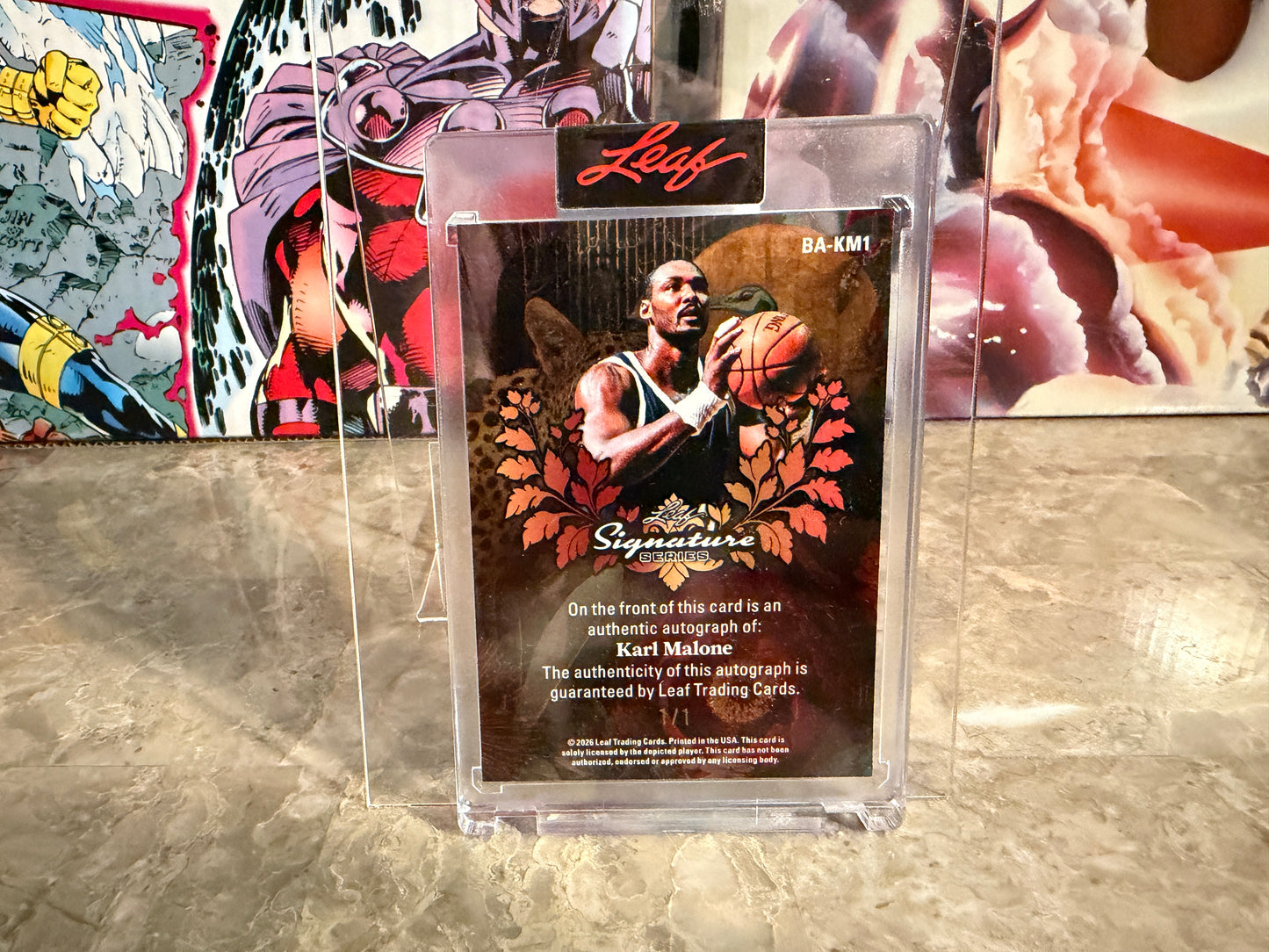 Karl Malone 2026 Leaf Signature Series Sports Base Auto Black Stardust 1/1