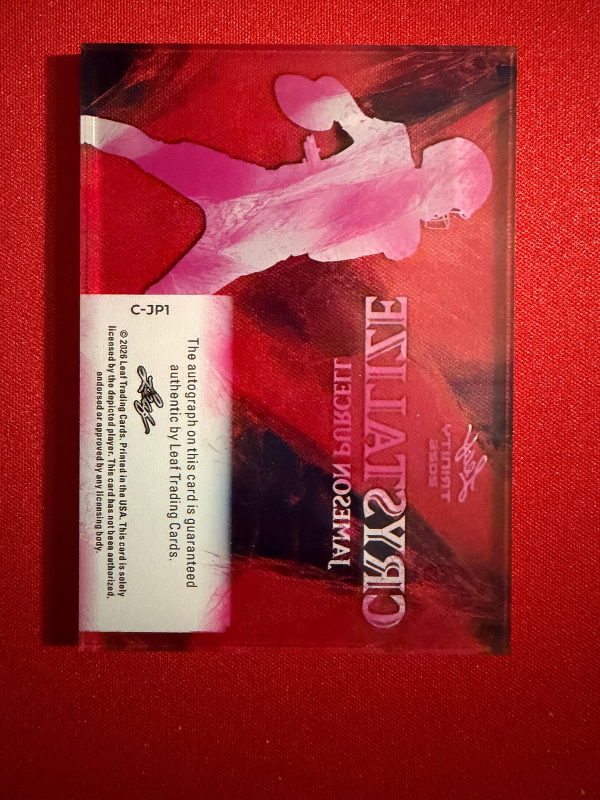 Jameson Purcell 2026 Leaf Trinity Football Crystalize Auto Pink SSP