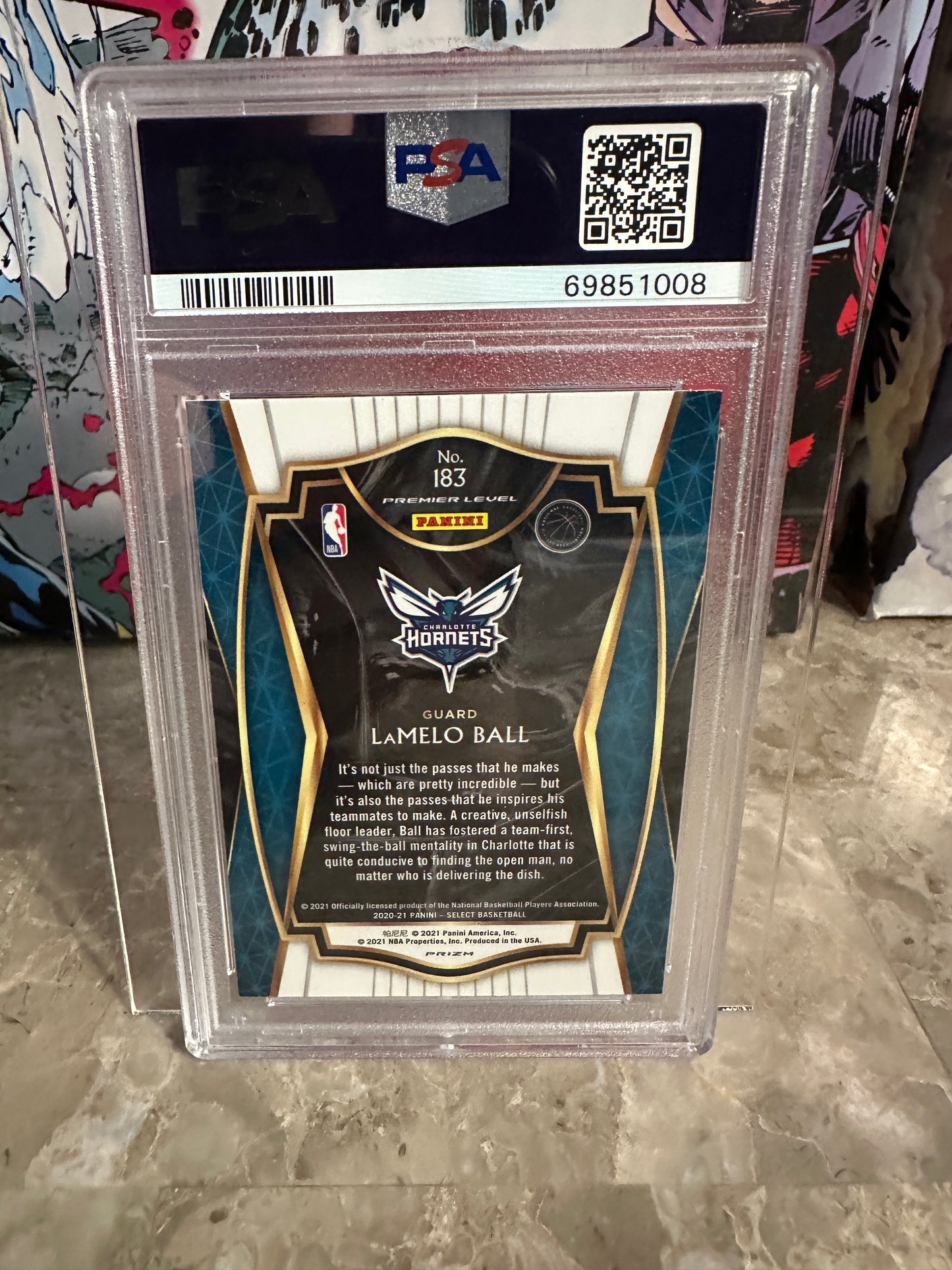 LeMelo Ball #183 PSA 9 Mint (2020 Panini Select) - Red/White/Green Cracked Ice