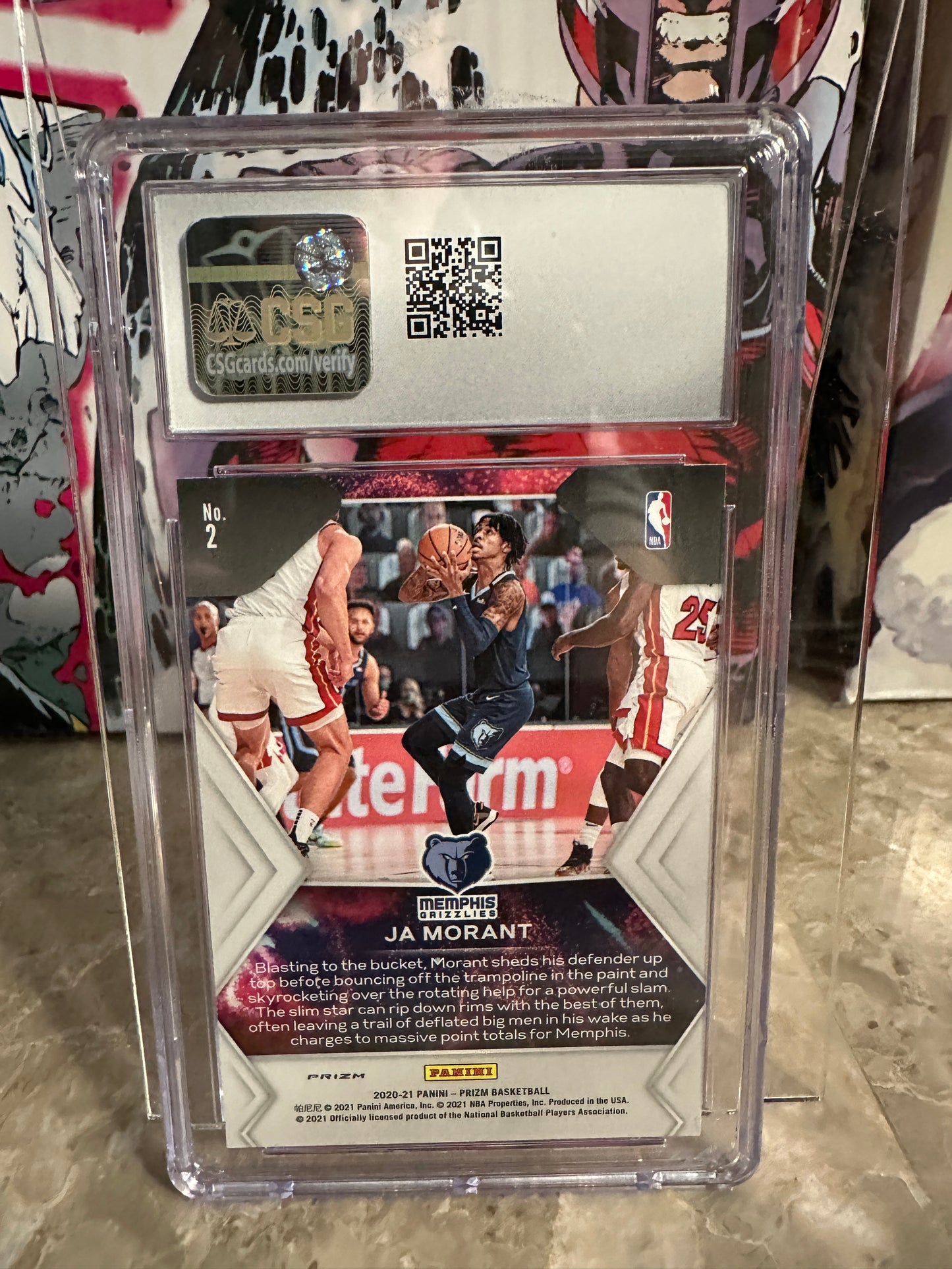 Ja Morant #2 CSG 9.5 Mint+ (2020-21 Panini Prizm Fireworks) - Fast Break