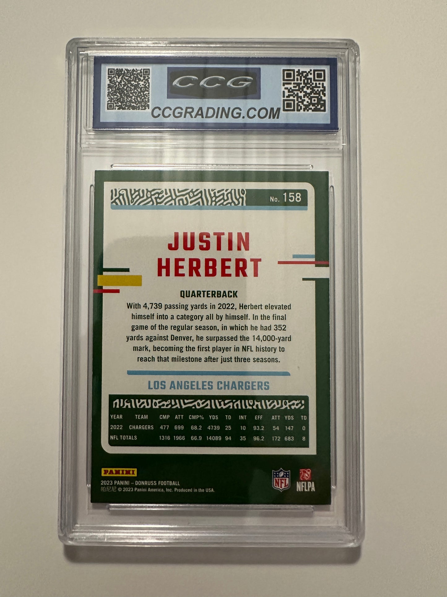 Justin Herbert #158 CCG/PSA Mint+ 9.5 (2023 Panini Donruss)