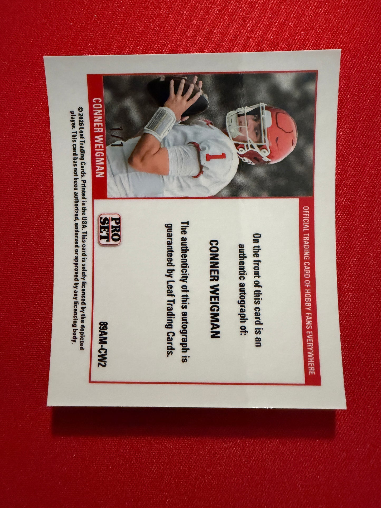 2026 Leaf Pro Set Metal Football Conner Weigman 1989 Mini Auto Super Gold 1/1