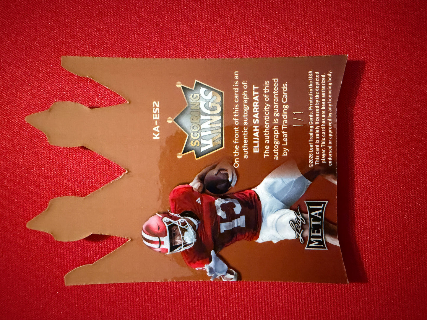 2026 Leaf Metal Football Elijah Sarratt Scoring Kings Auto Red Flood Super Prismatic 1/1