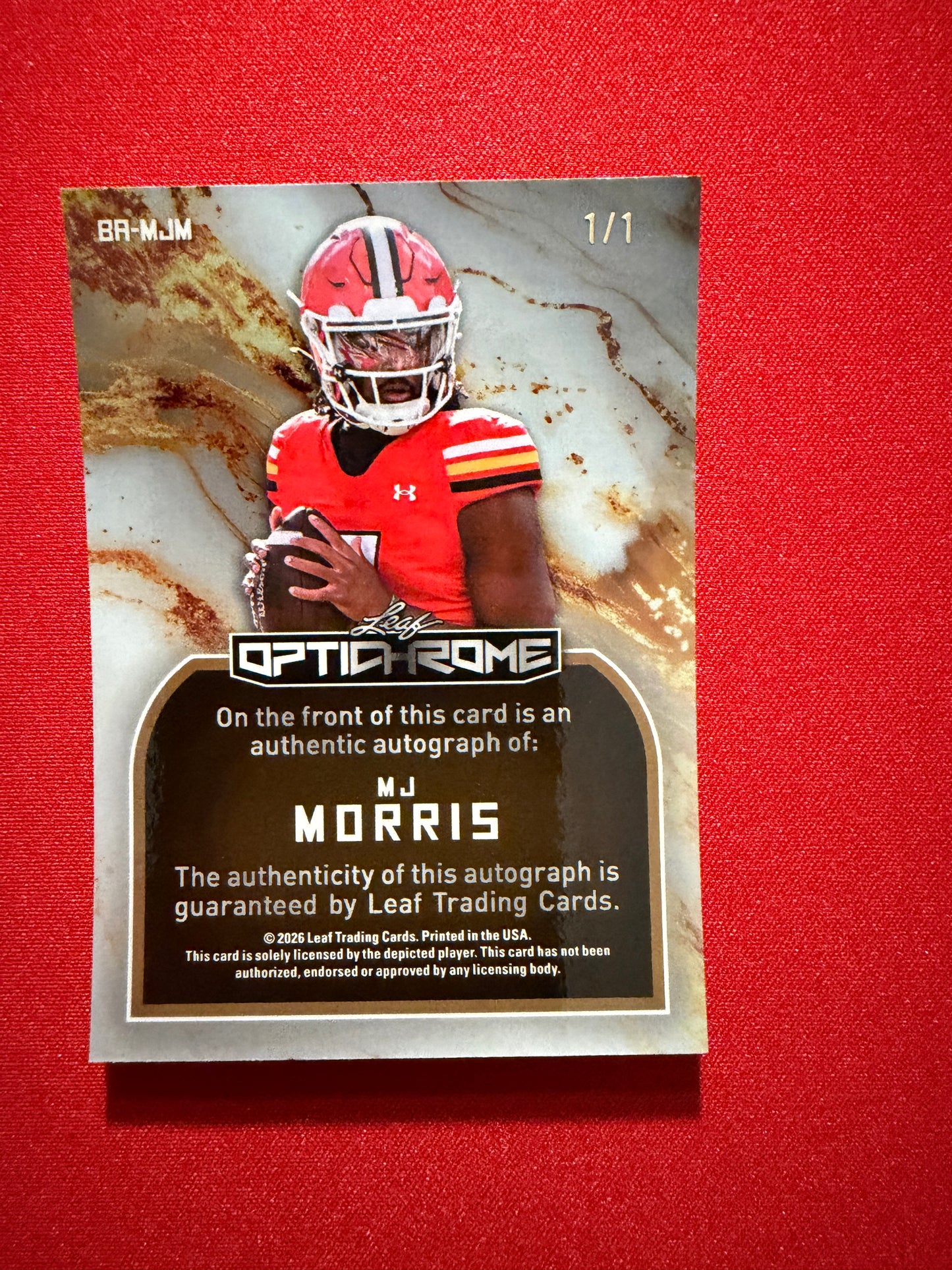 MJ Morris 2026 Leaf Optichrome Peace Auto Super Gold Prismatic 1/1