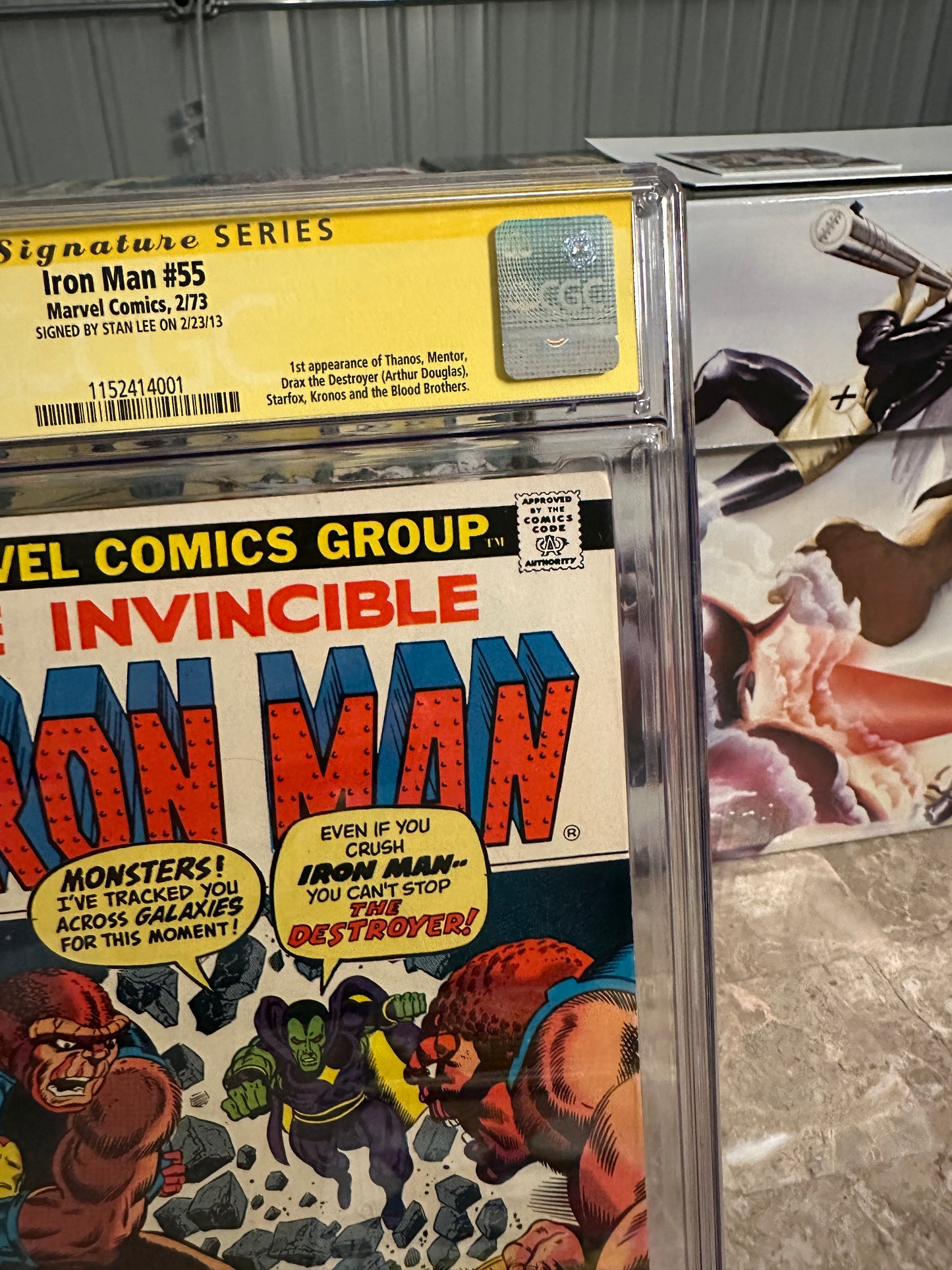Iron Man #55 CGC 8.5 SS Stan Lee (1973 Marvel) - 1st Thanos & Drax