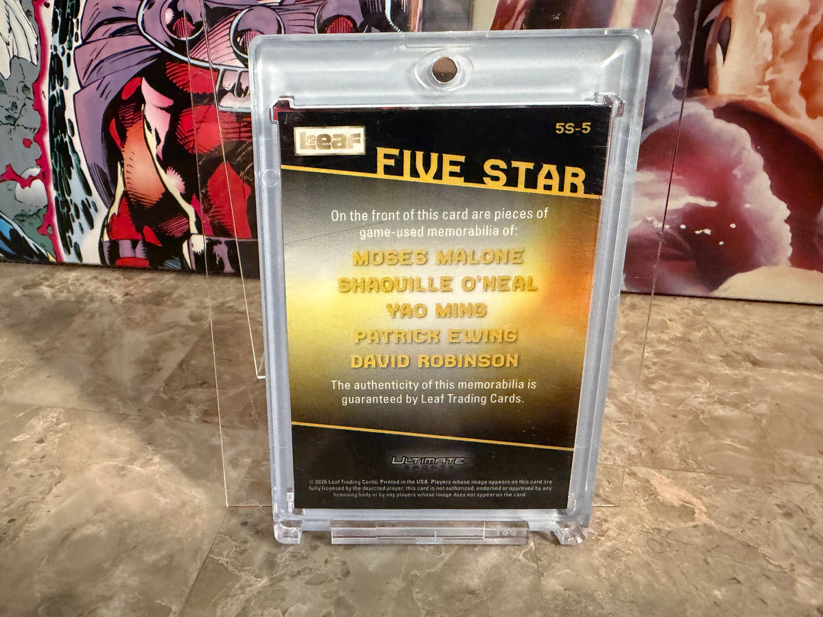 Shaq Yao Ewing Robinson Malone 2026 Leaf Ultimate Sports 5 Star Game-Used