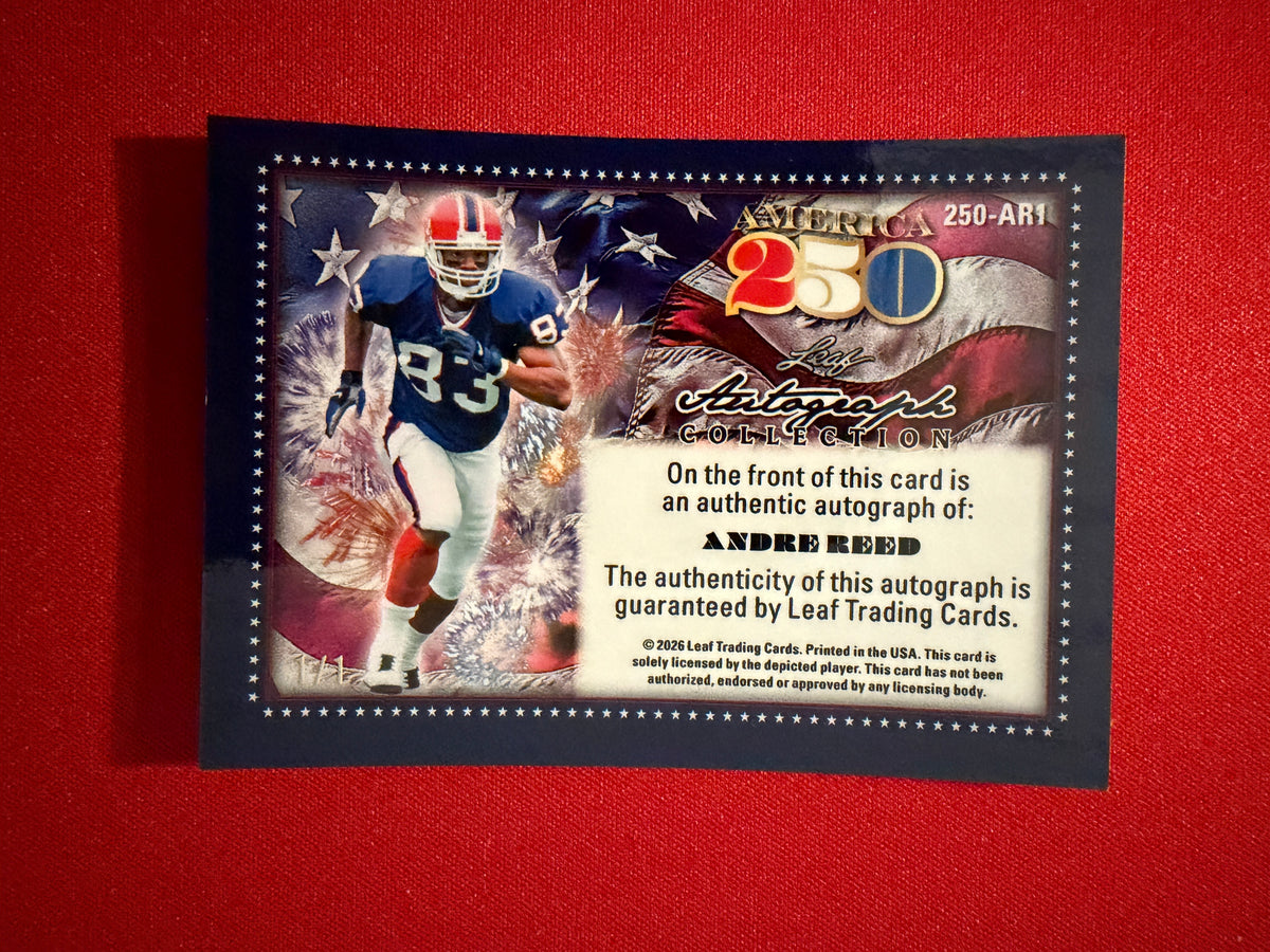 Andre Reed 2026 Leaf Autograph Collection America 250 Red Color Match 1/1