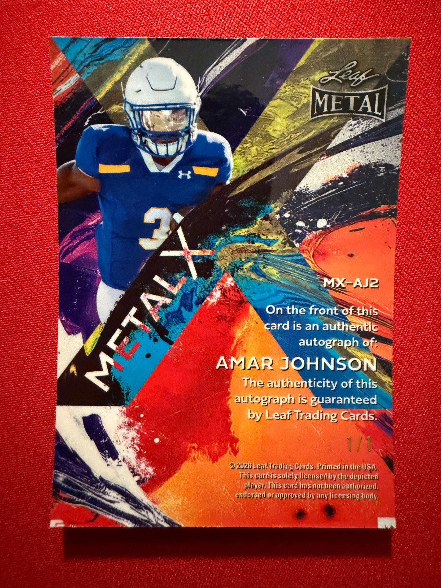 2026 Leaf Metal Amar Johnson Auto Metal X Red Flood Super Prismatic 1/1