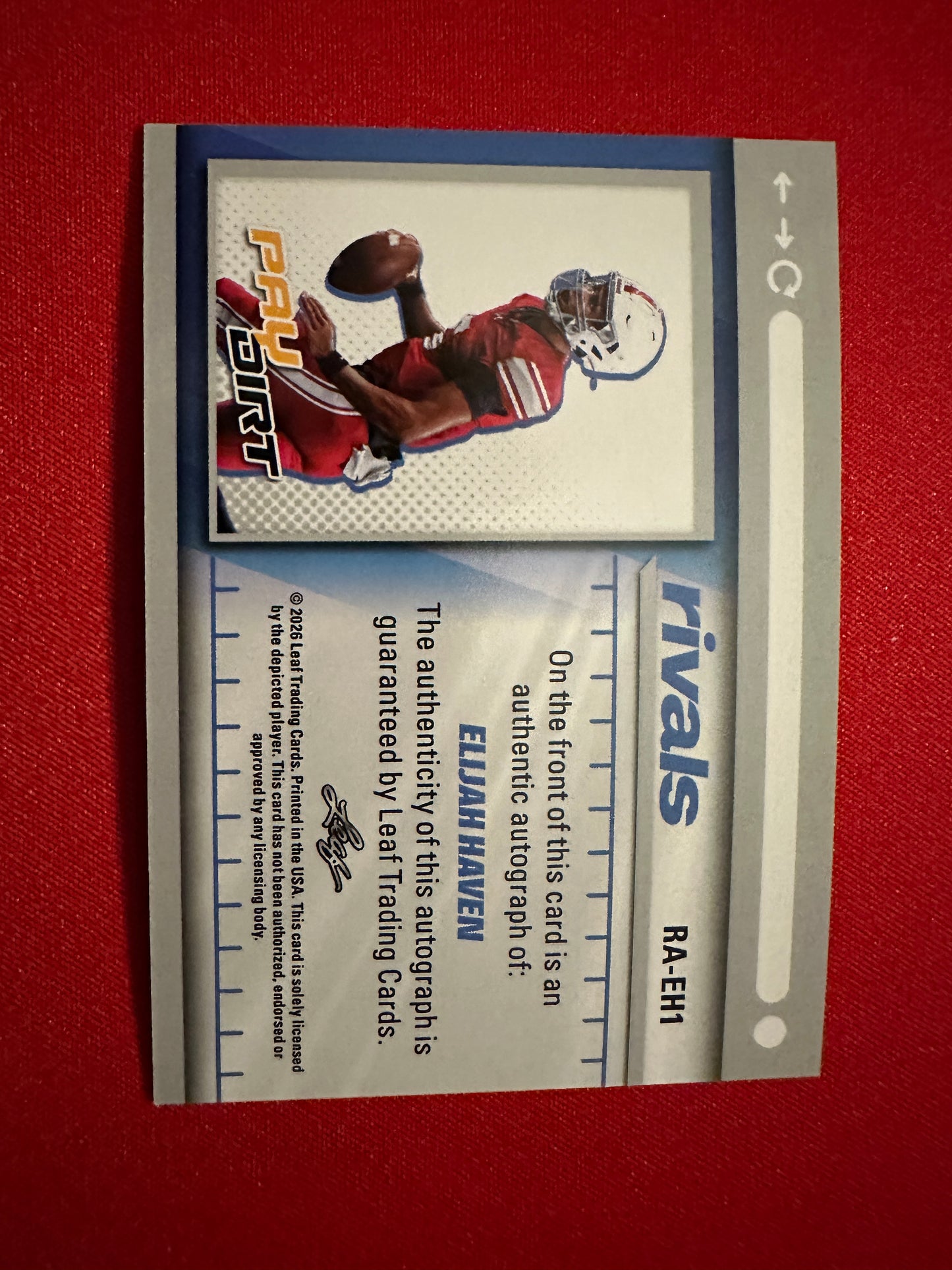 Elijah Haven 2026 Leaf Paydirt Football "Rivals" Orange Autograph /75