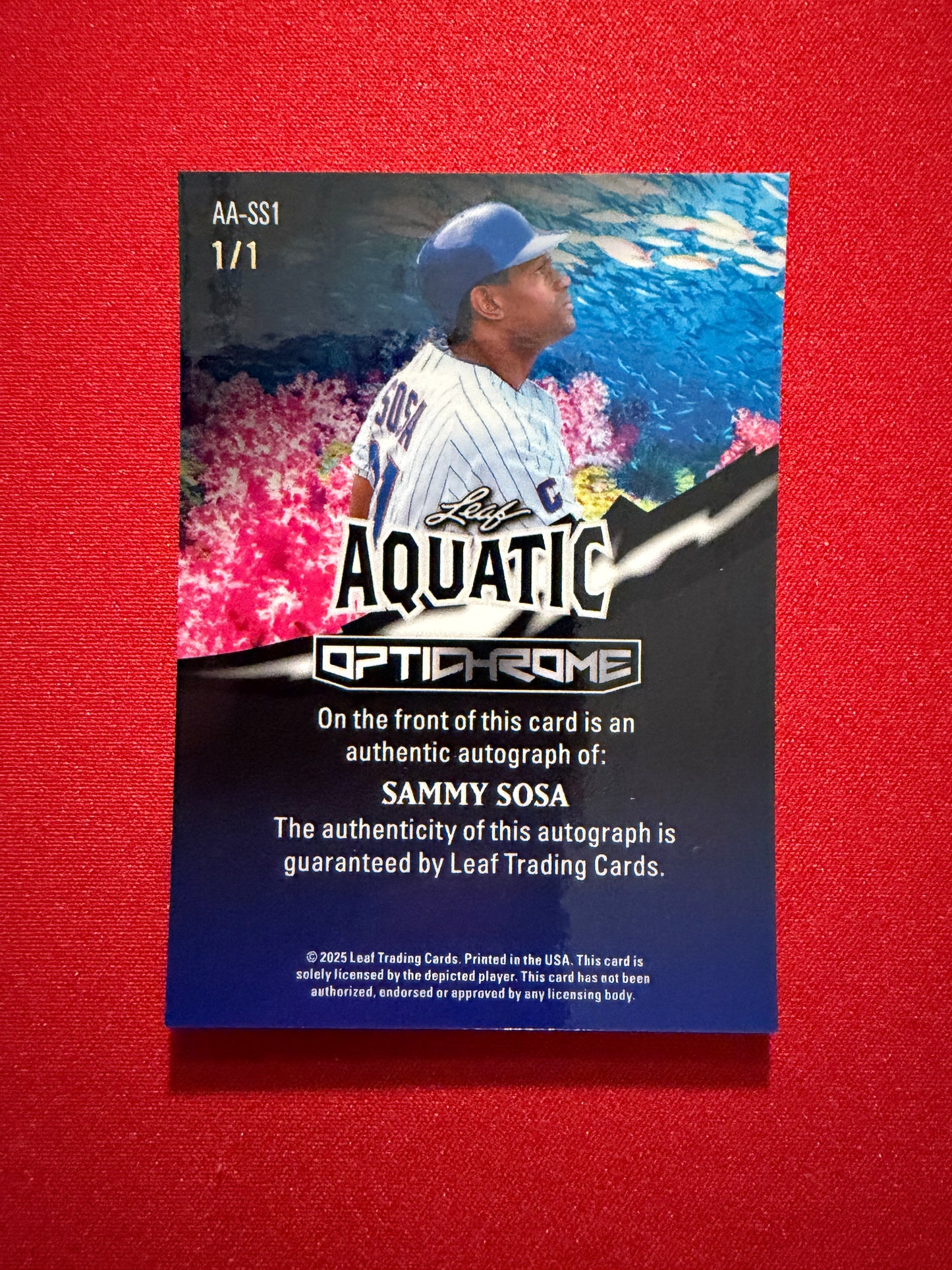 Sammy Sosa 2025 Leaf Optichrome Baseball Aquatic Auto Clownfish 1/1