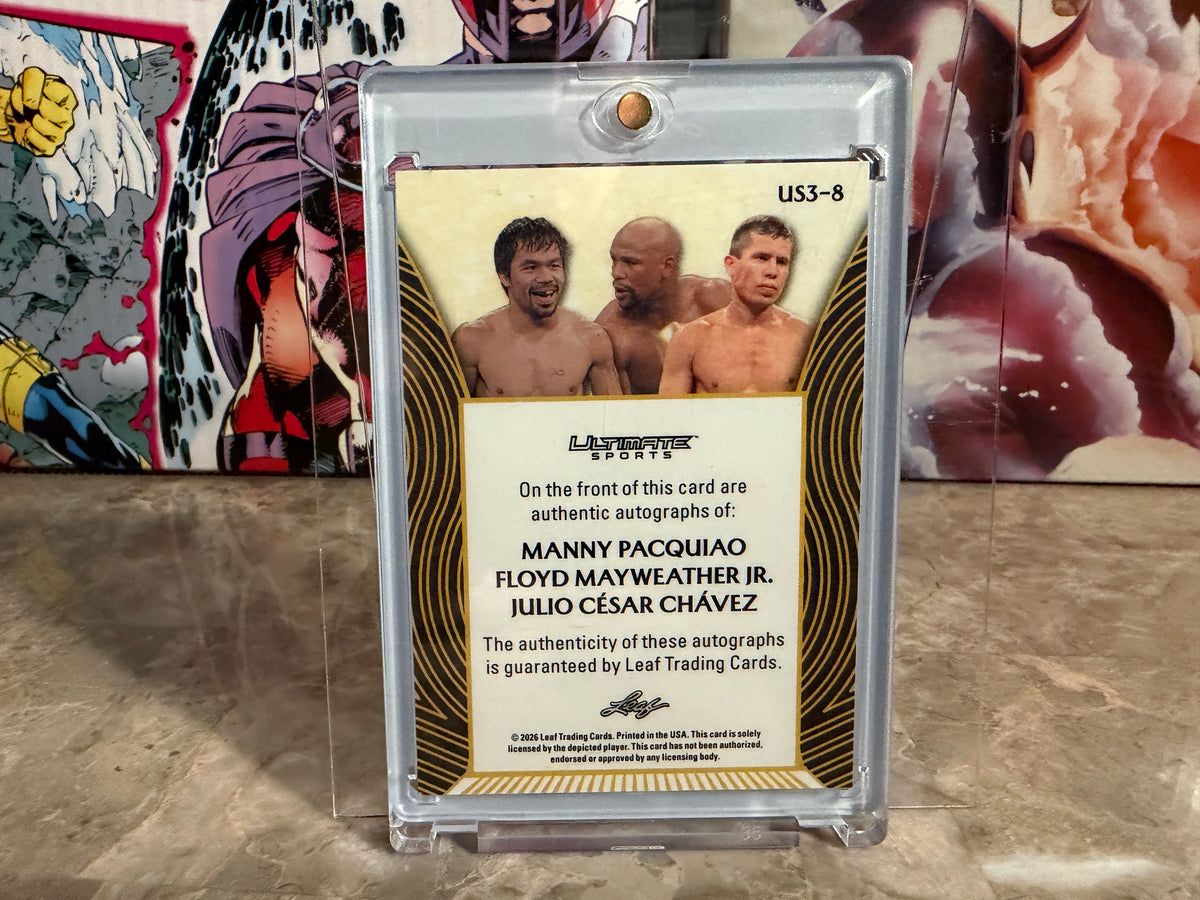 Manny Pacquiao Floyd Mayweather Chavez 2026 Leaf Ultimate Sports 3 Black 1/1