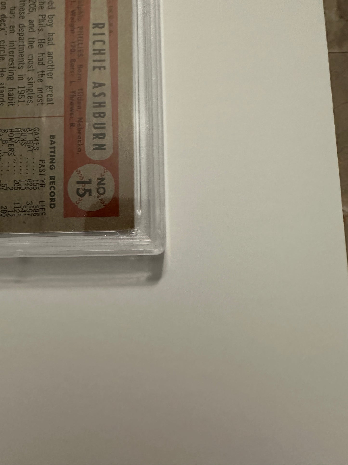Richie Ashburn #15 PSA Graded EX-MT 6 (1954 Bowman)