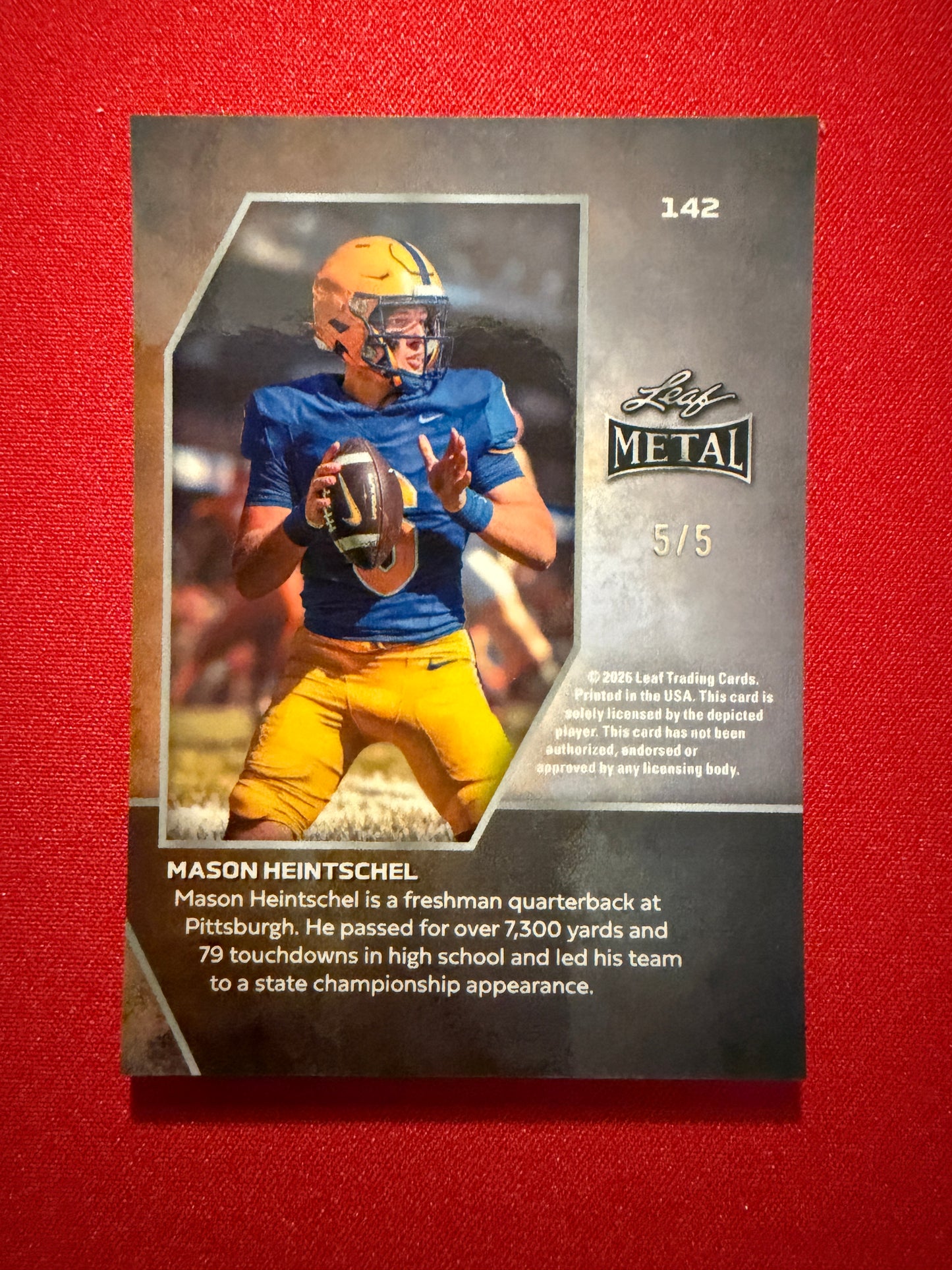 Mason Heintschel Leaf Metal Football Base Blue Color Match 5/5 Bookend #142