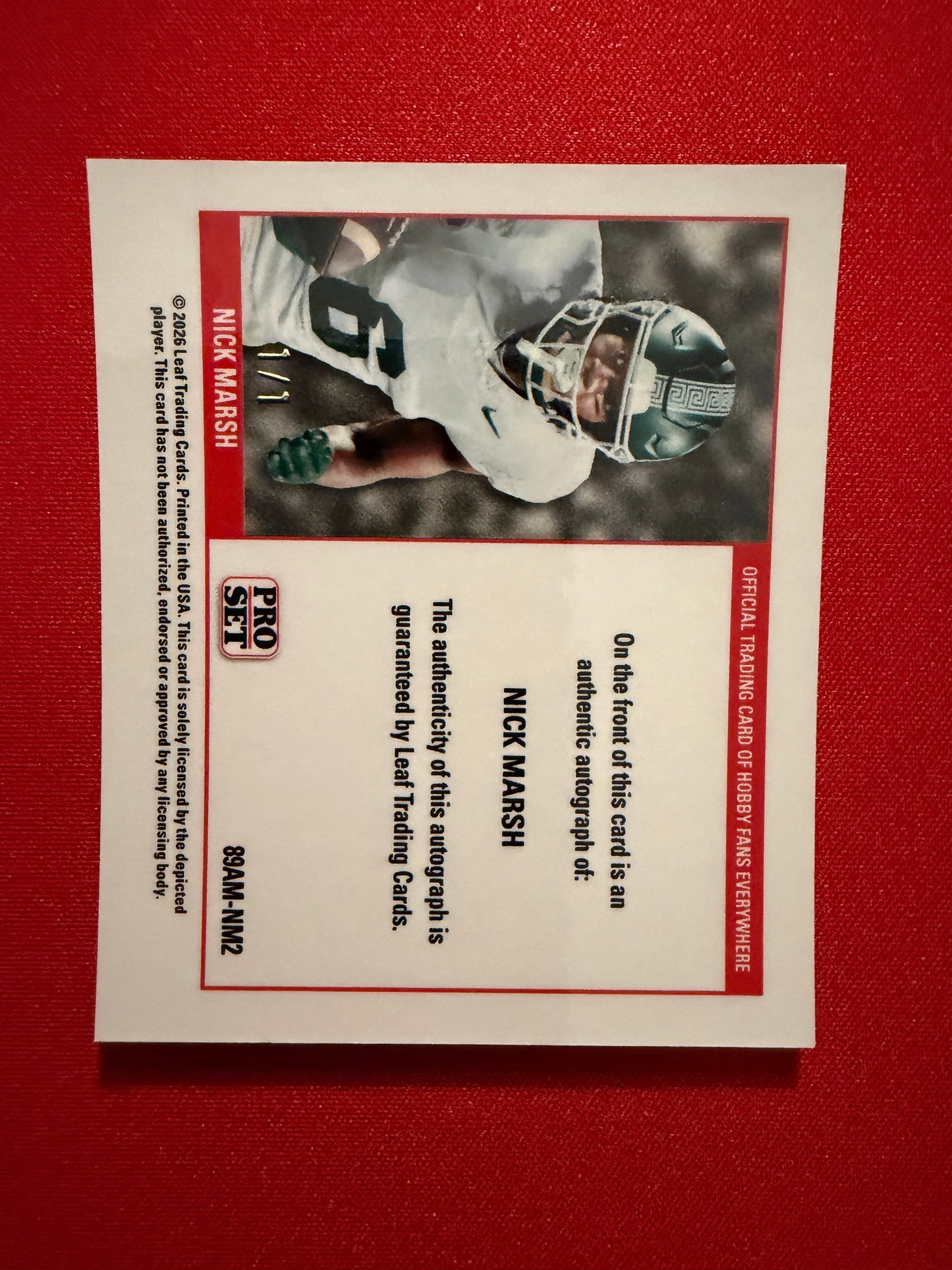 Nick Marsh 2026 Leaf Pro Set Metal 1989 Mini Auto Green 1/1 Color Match