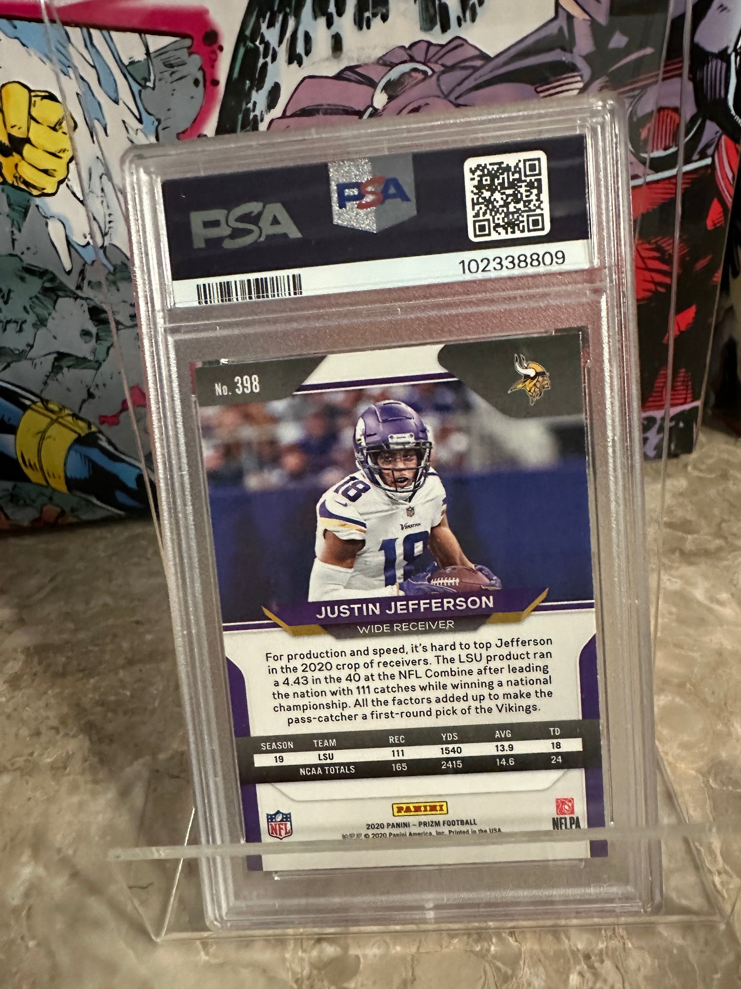 Justin Jefferson #398 PSA Mint 9.0 (2020 Panini Prizm)