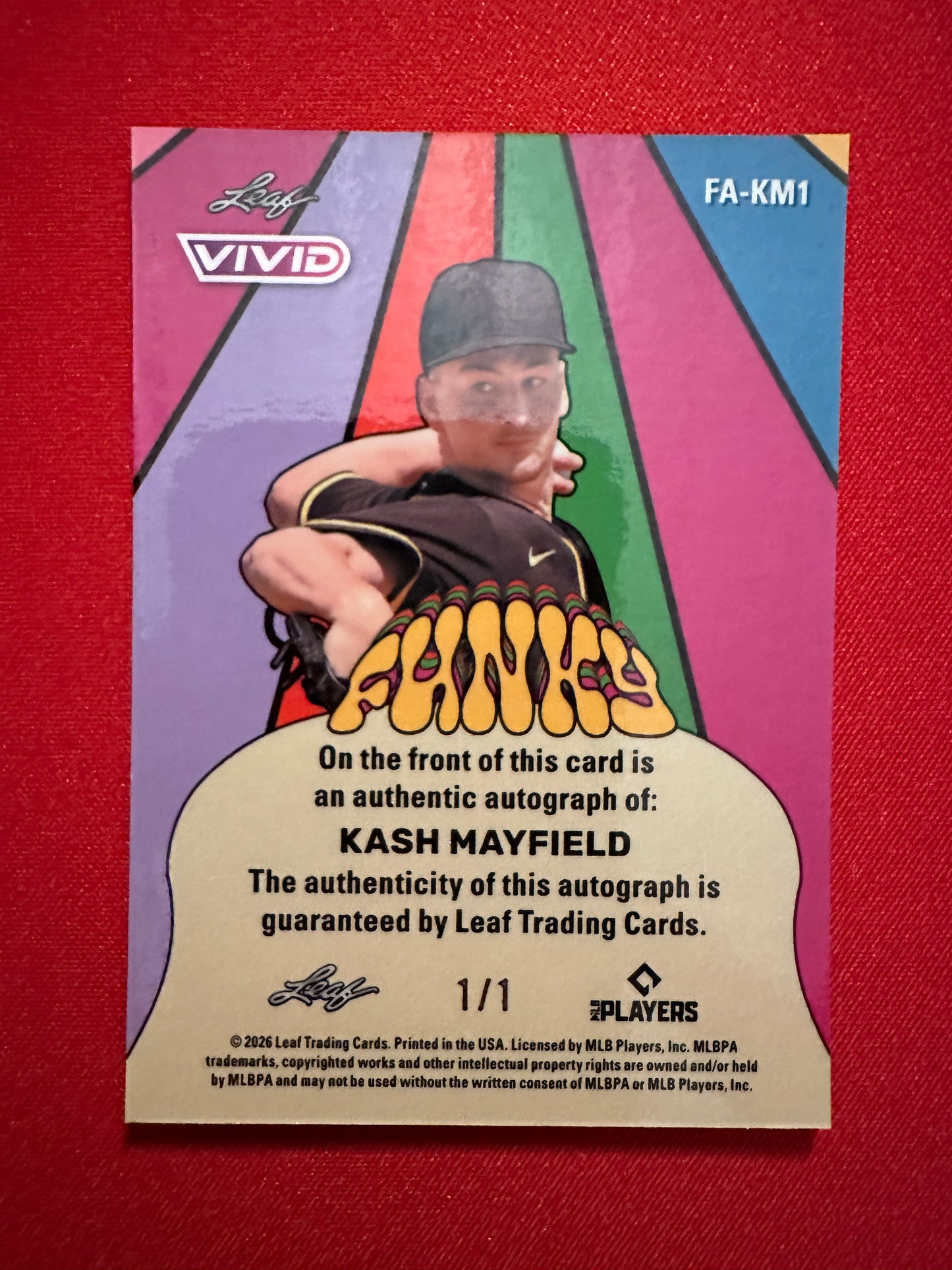 Kash Mayfield 2026 Leaf Vivid Funky Yellow Techno Foil AUTO 1/1 Padres 1st Rd
