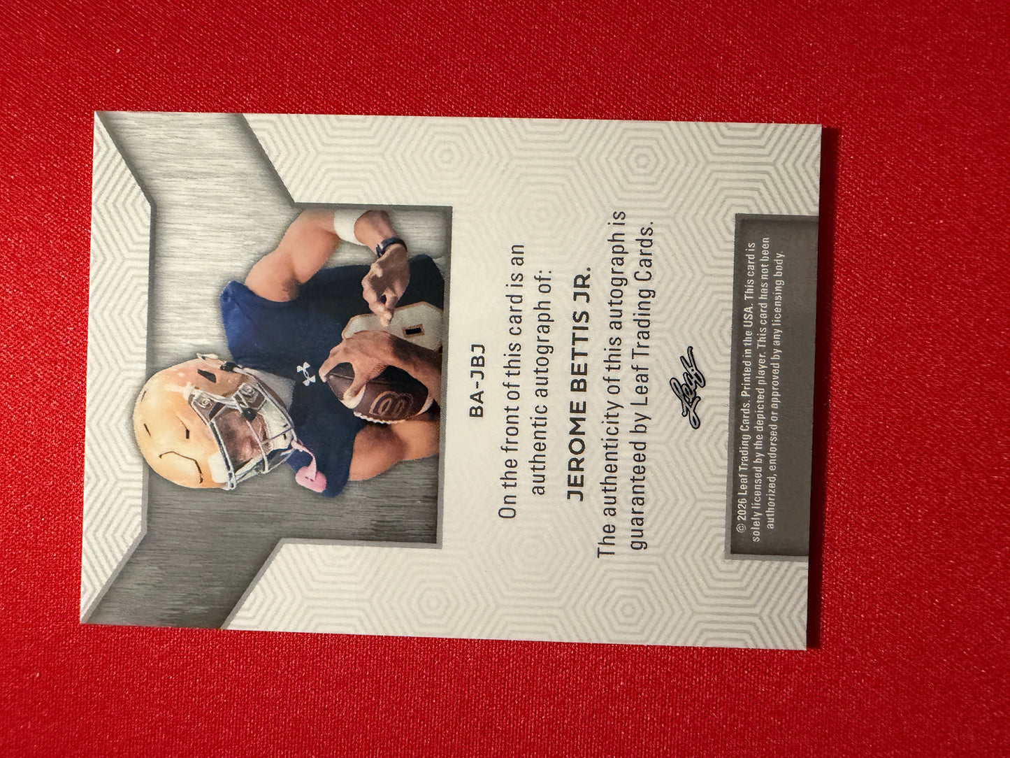 2026 Leaf Trinity Football Jerome Bettis Jr. Base Green Auto /6