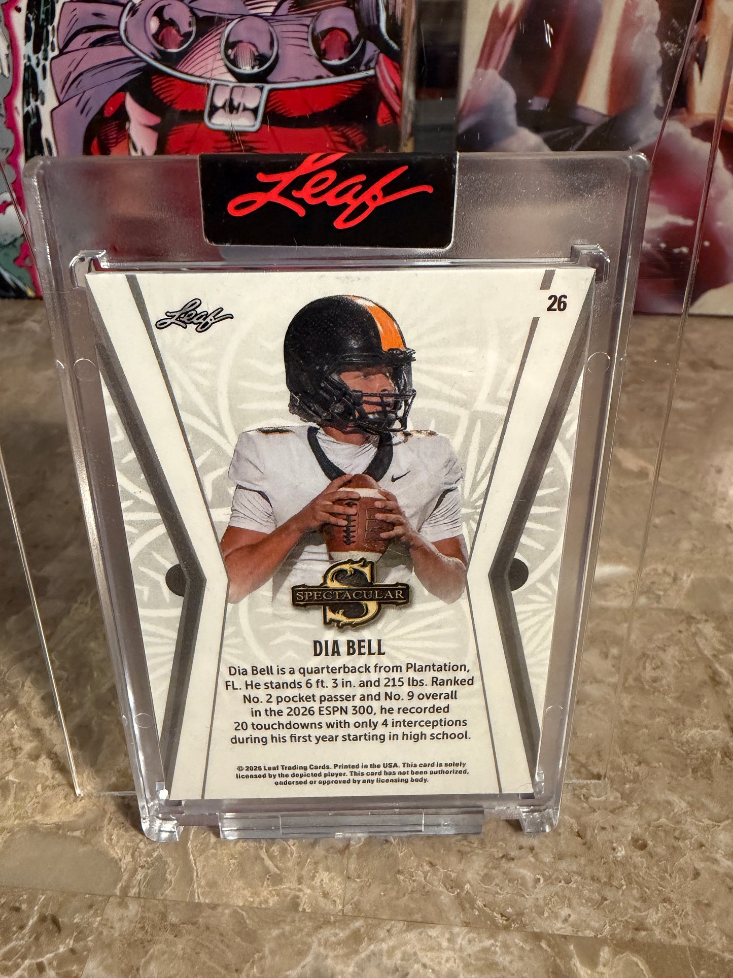 2026 Leaf Spectacular Football Base Dia Bell Black Holo 1/1