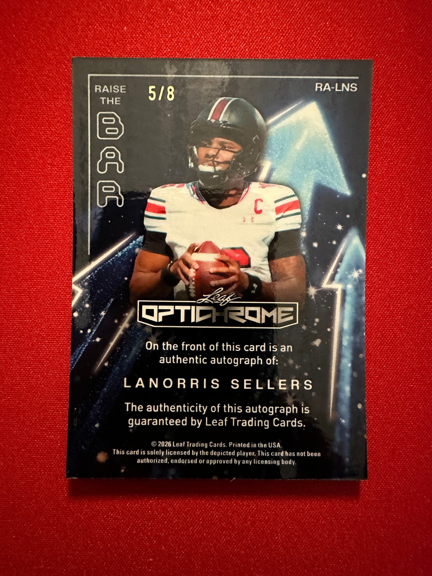 2026 Leaf Optichrome Raise the Bar Platinum Shimmer LaNorris Sellers Autograph 5/8