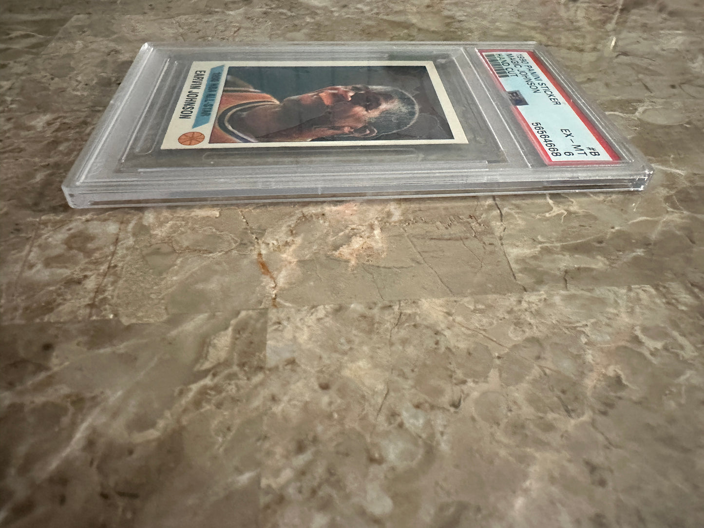 Magic Johnson #B EX-MT 6 (1990 Panini Sticker)
