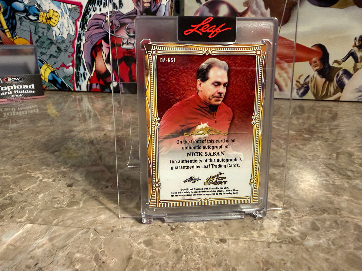 Nick Saban 2026 Leaf Art of Sport Base Auto Platinum 1/7