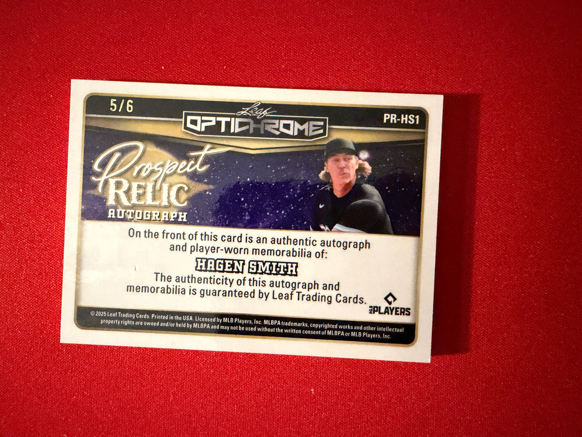 Hagen Smith 2025 Leaf Optichrome Baseball Prospect Relic Auto Green /6
