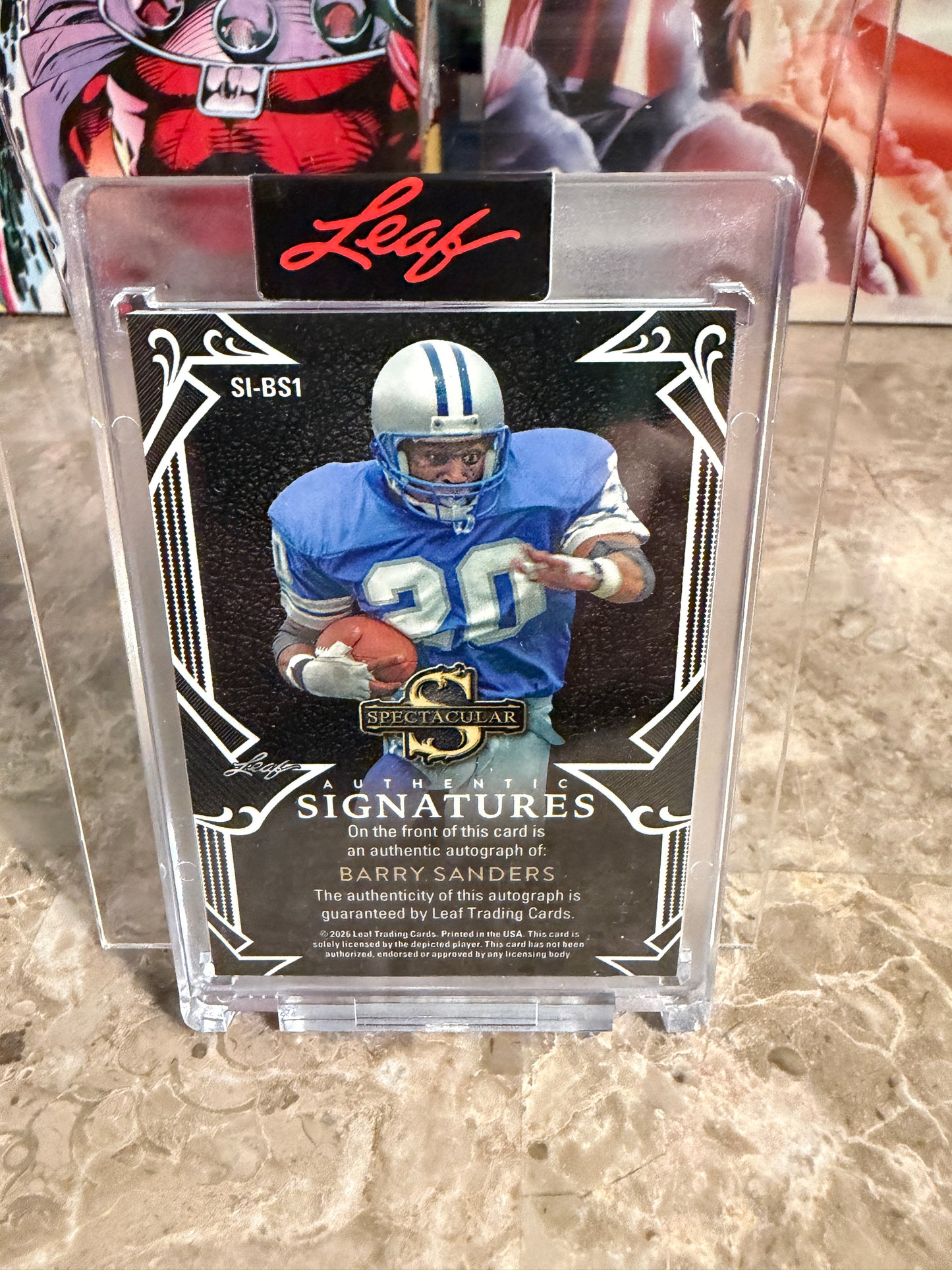 2026 Leaf Spectacular Football Authentic Signatures Barry Sanders Auto Platinum Blue /5