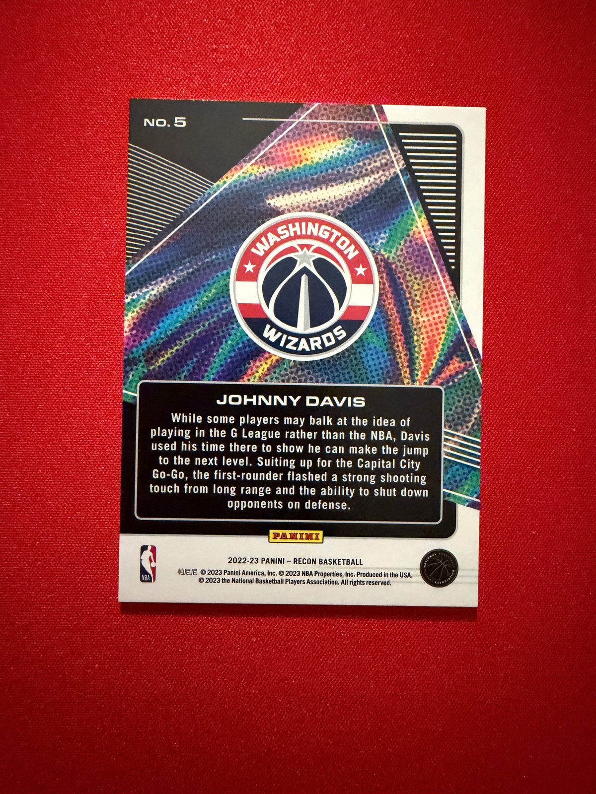 Johnny Davis 2022-23 Panini Recon Future Legends RC #5