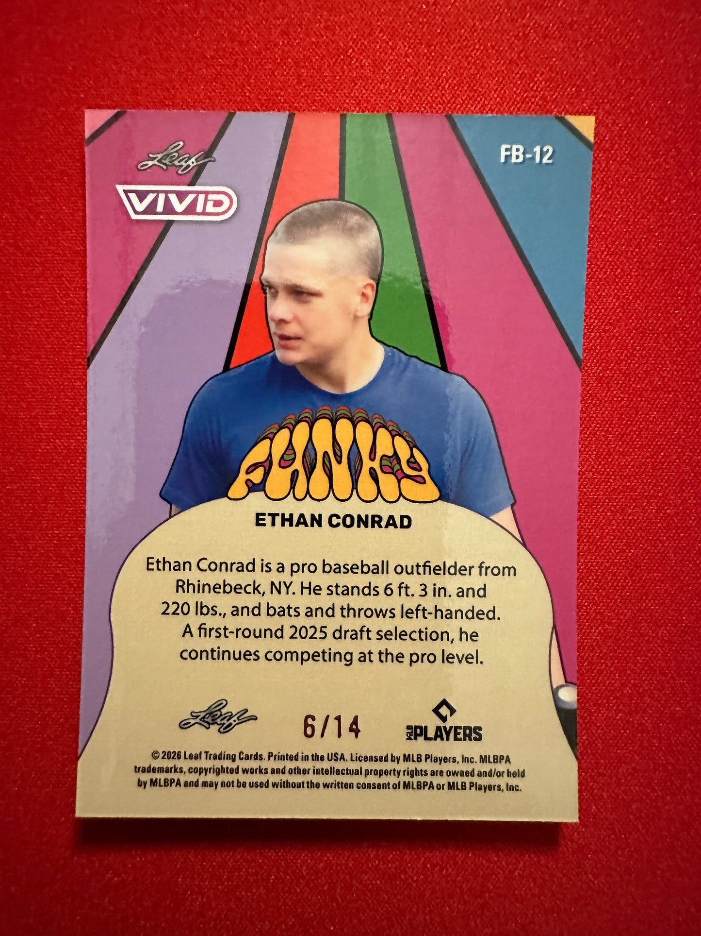 Ethan Conrad 2026 Leaf Vivid Baseball Funky Red /14
