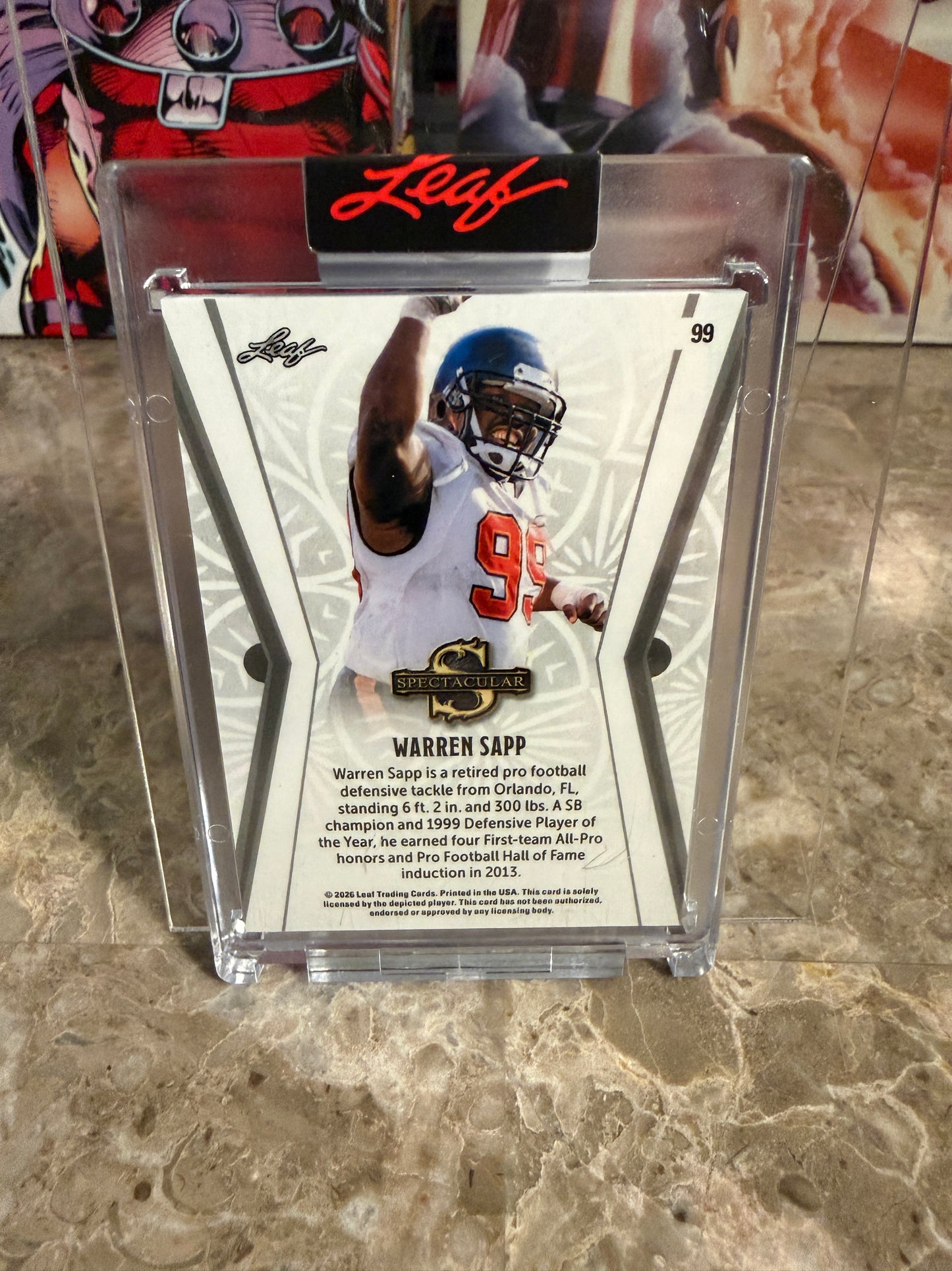 2026 Leaf Spectacular Football Base Warren Sapp Black Holo 1/1